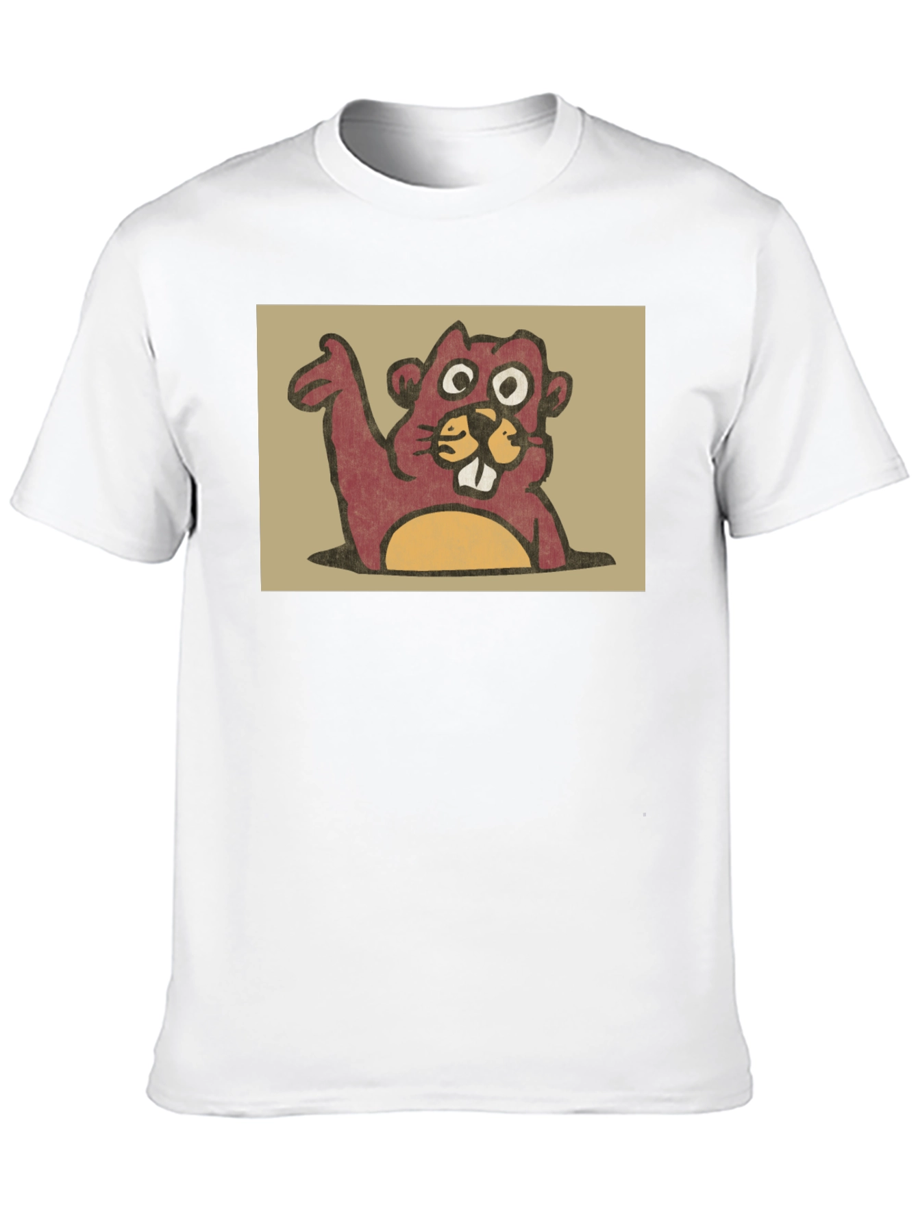 Cute Beaver Graphic Tee - Black