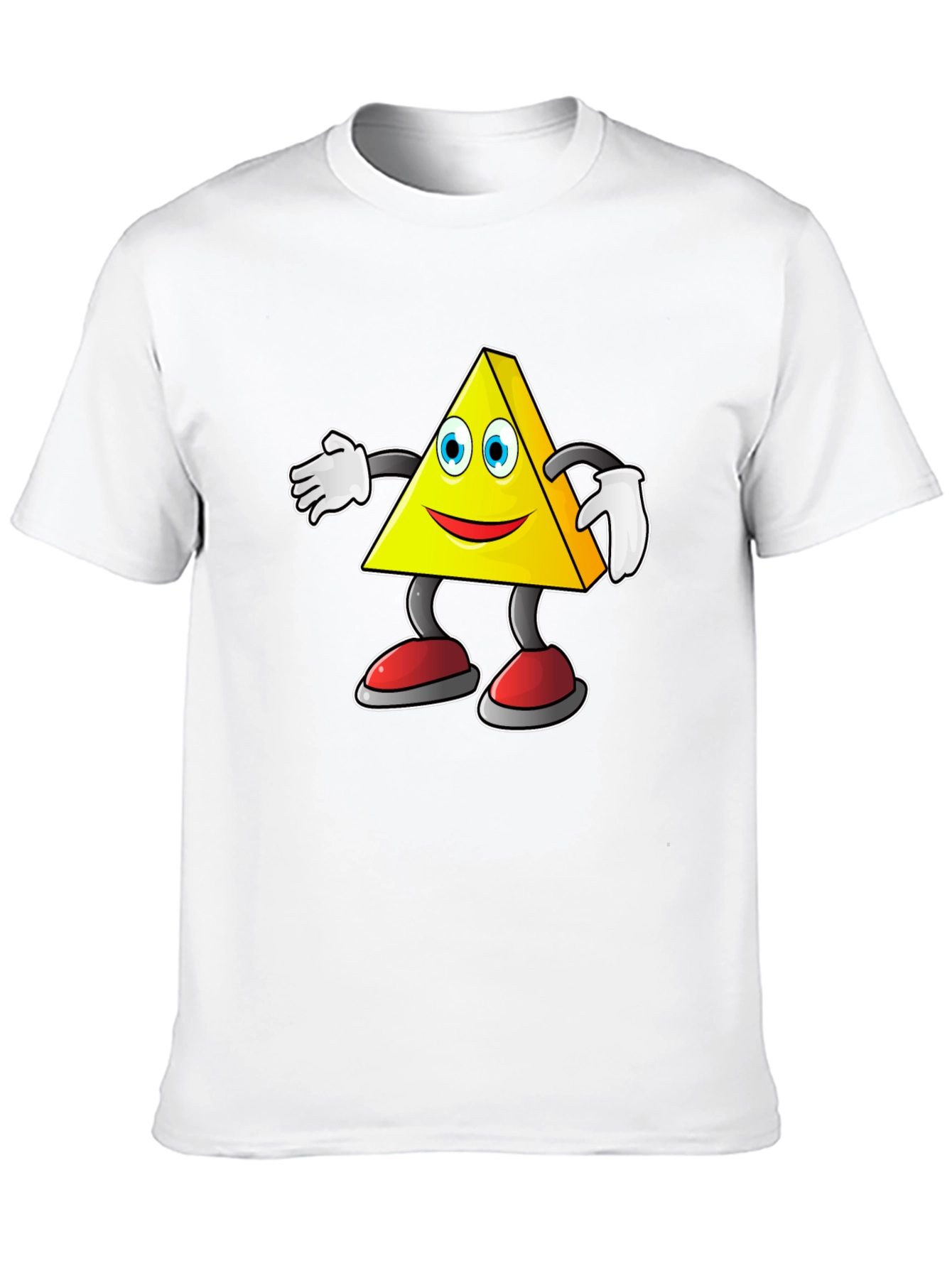 Cartoon Triangle Character Graphic Tee - Black