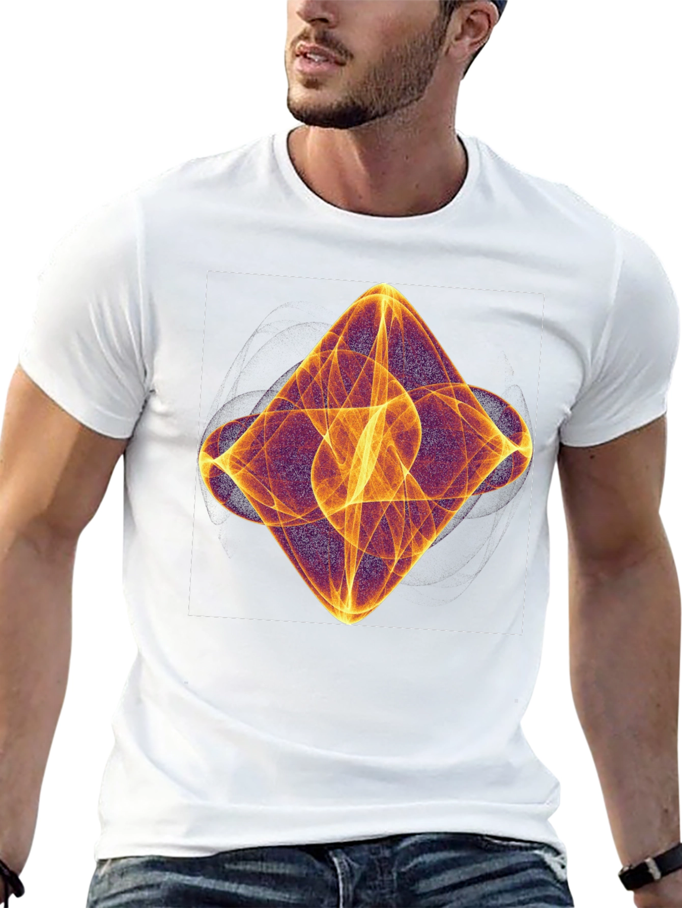 Abstract Light Pattern Black T-Shirt