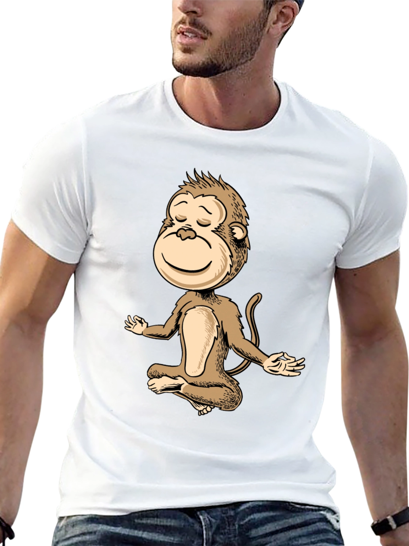 Zen Monkey Black T-Shirt - Meditating Primate