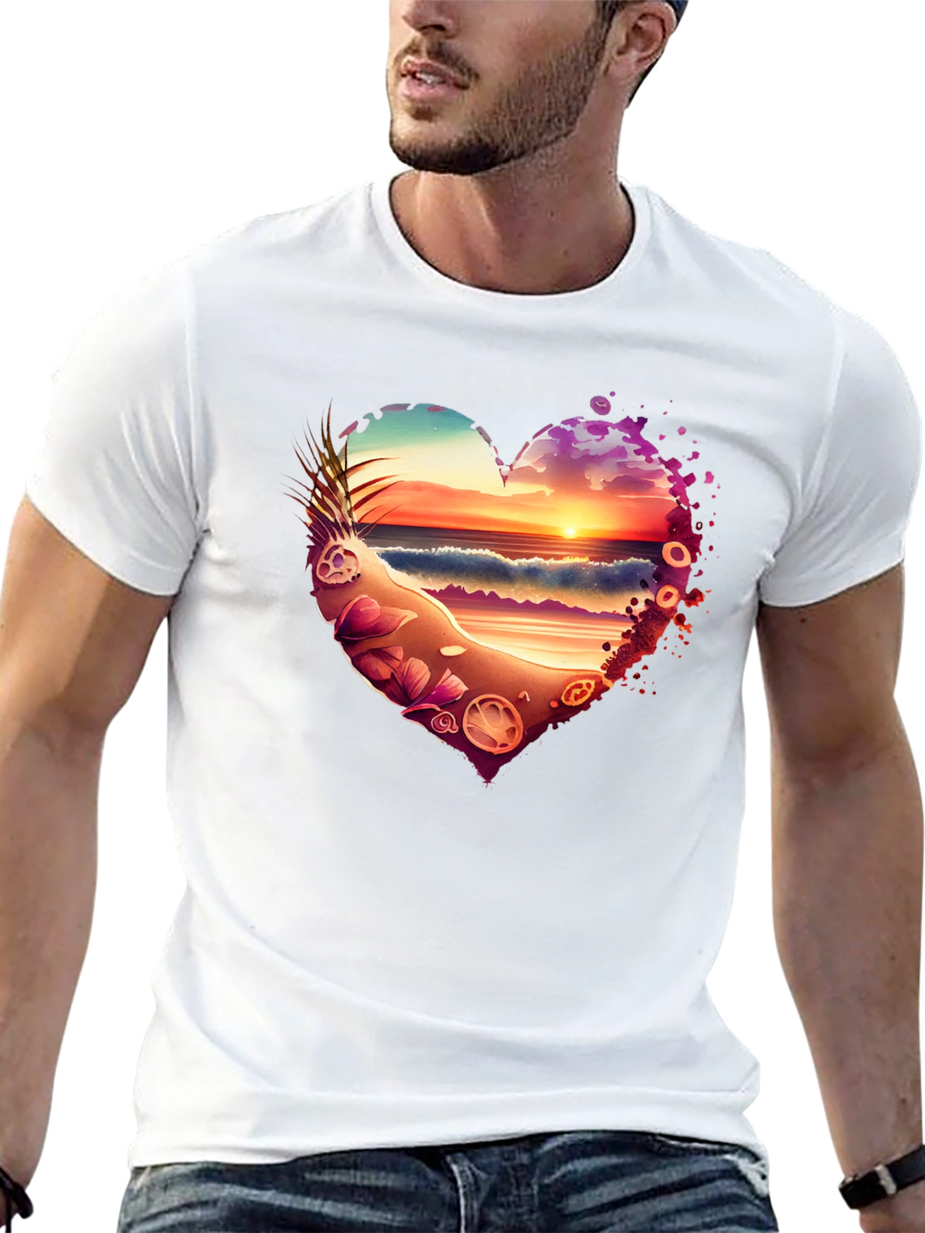Sunset Beach Heart T-Shirt