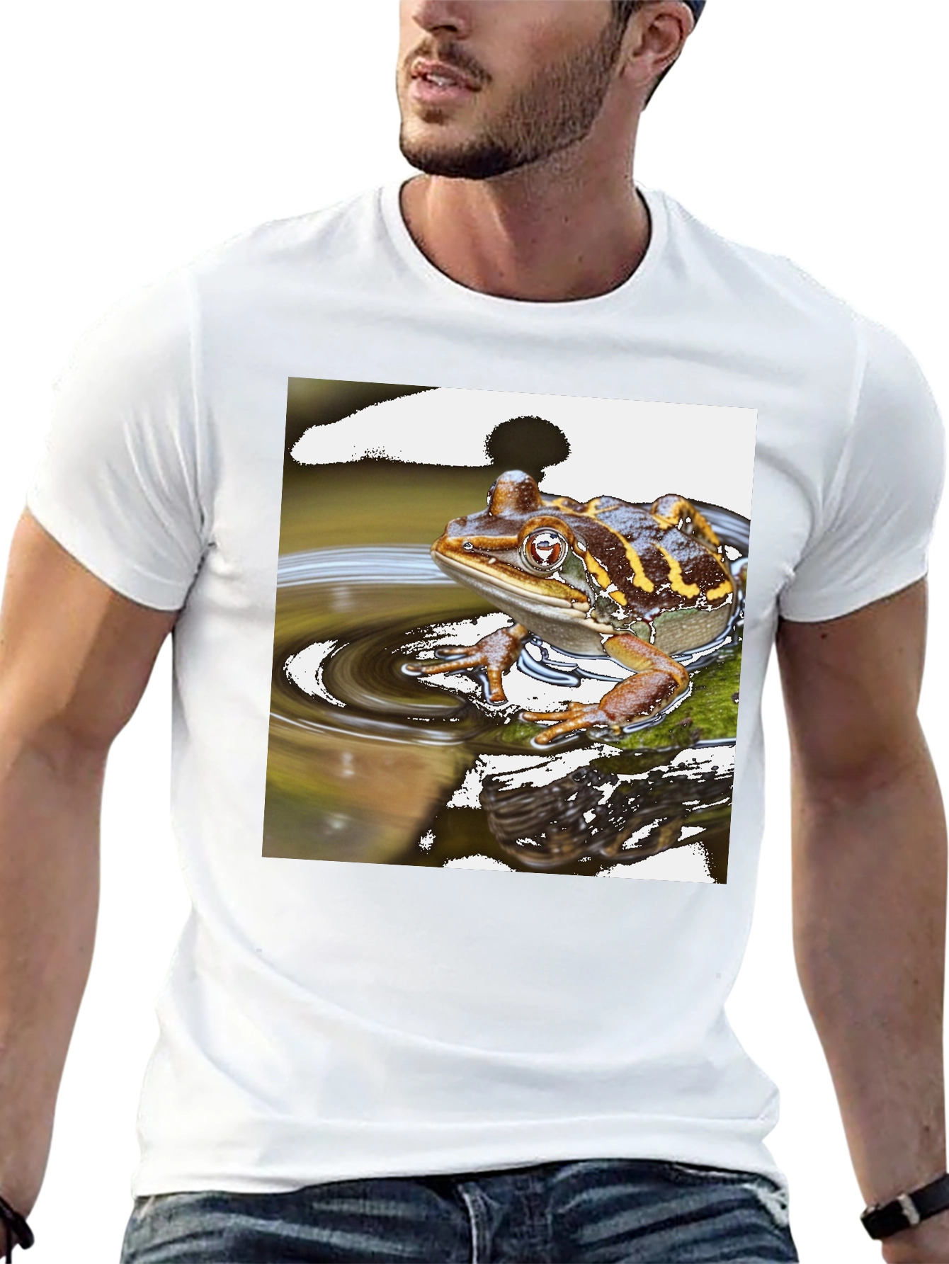 Frog in Water Mens Black T-shirt