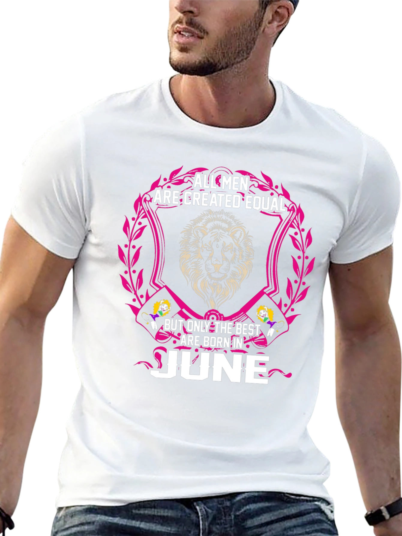 Born in June Mens T-Shirt - Lion Design