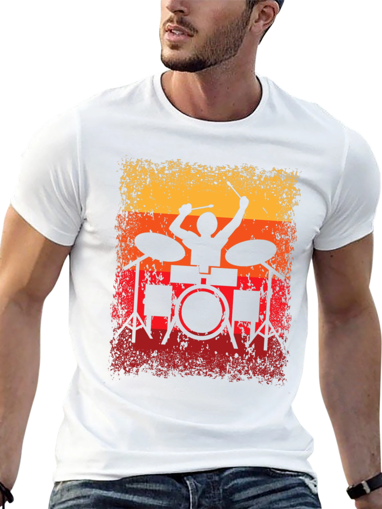 Retro Drummer Silhouette Graphic Tee