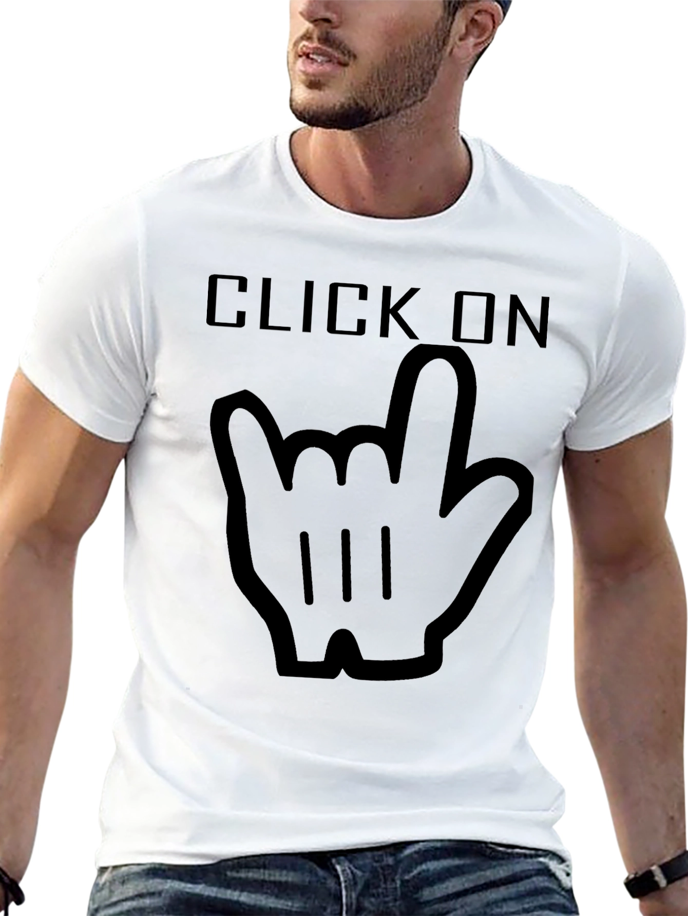 Click On Hand Gesture Black T-Shirt