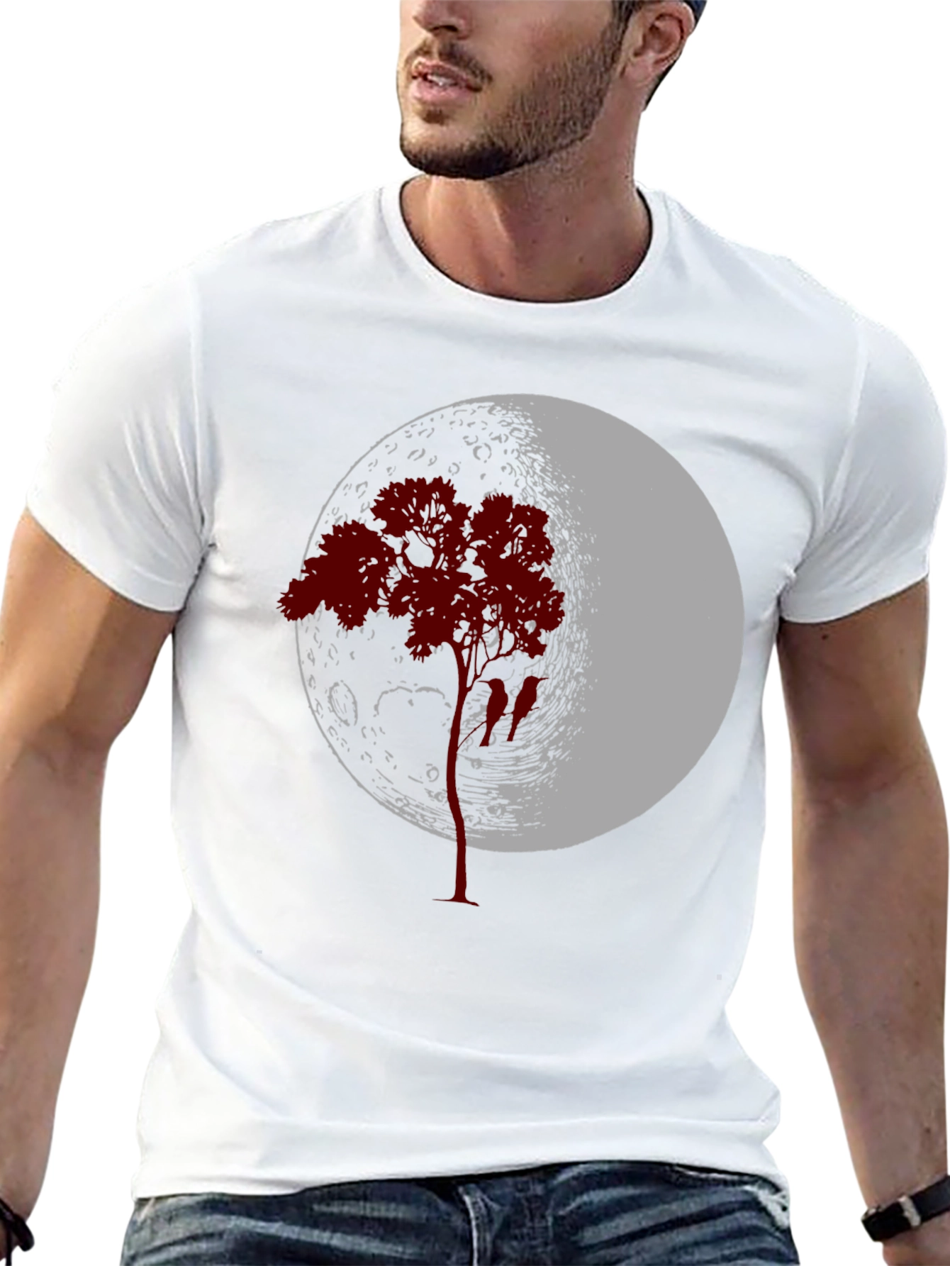Moon Tree Graphic Tee - Black Cotton Blend