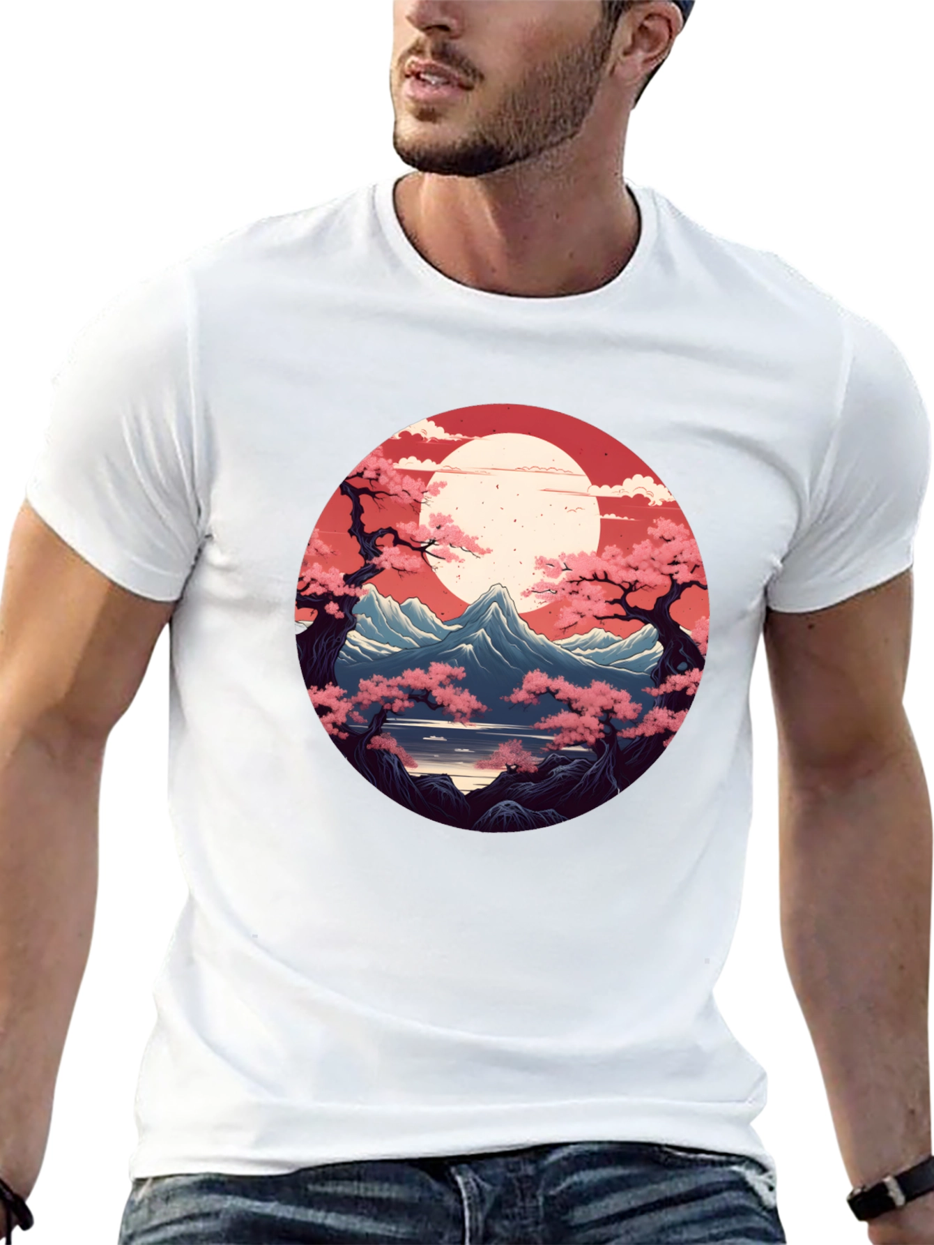 Japanese Mountain View Graphic Tee - Black