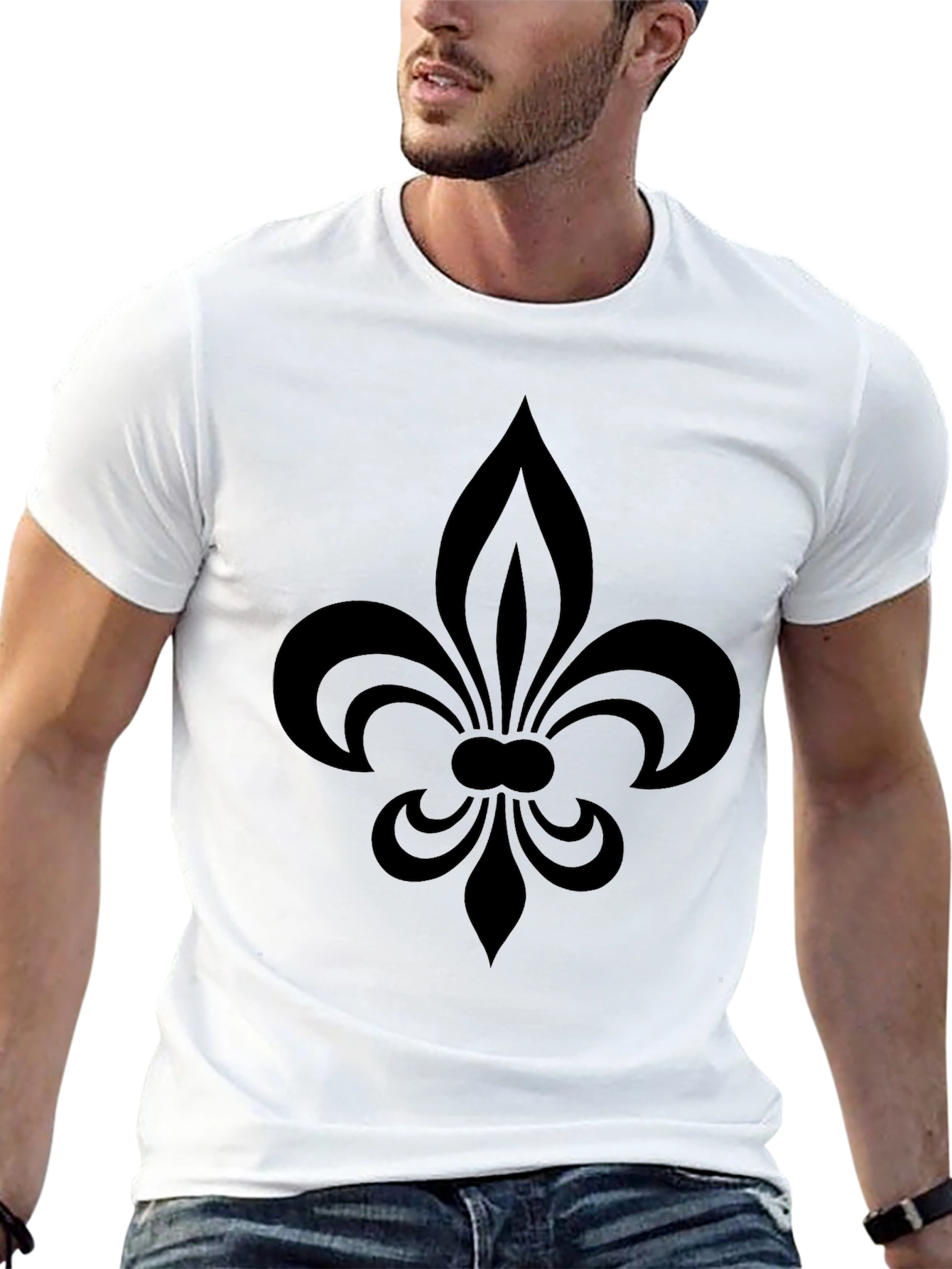 Black Fleur-de-lis Graphic Tee - Casual Comfort