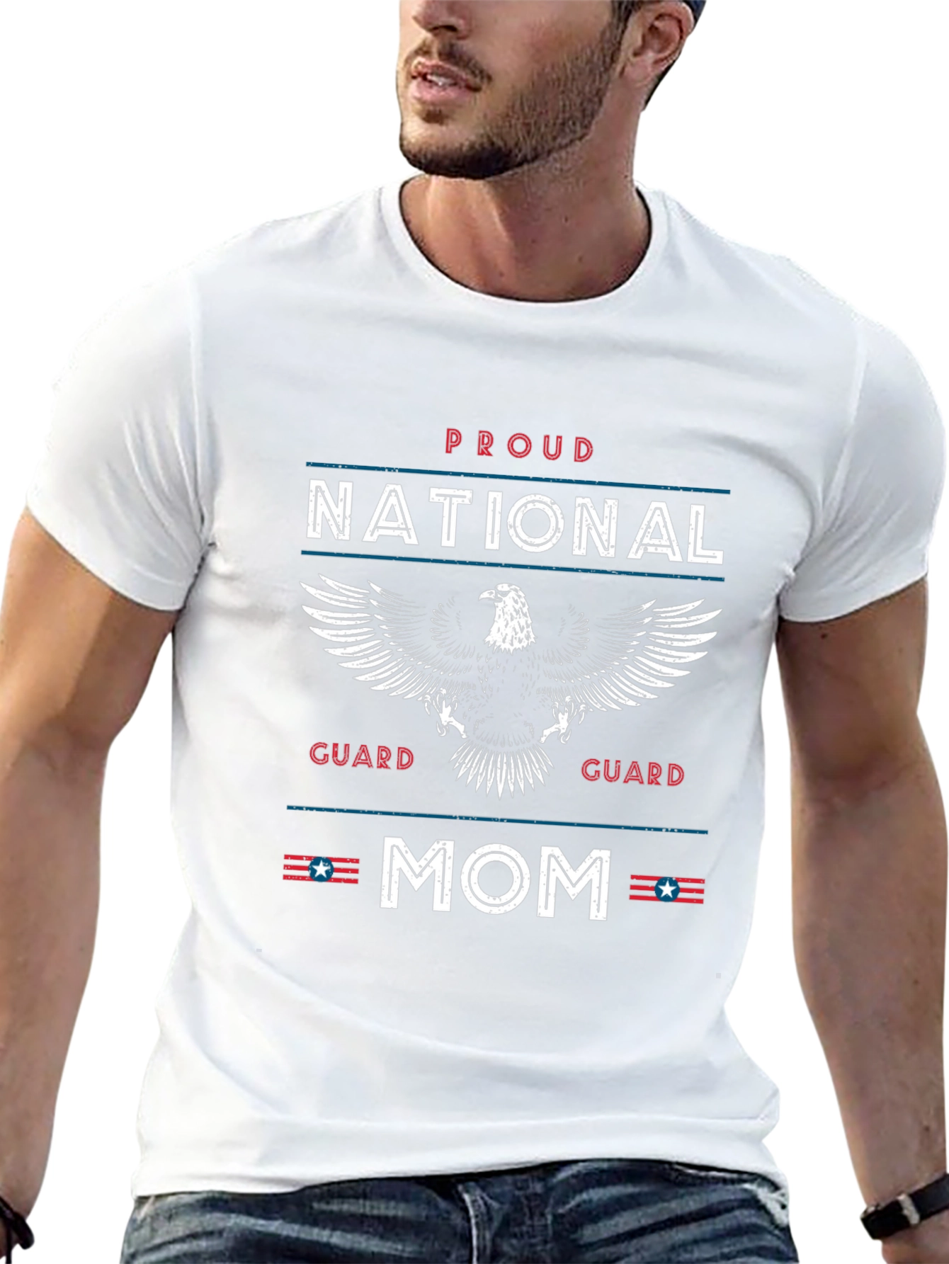 Proud National Guard Mom T-Shirt - Patriotic Eagle Graphic