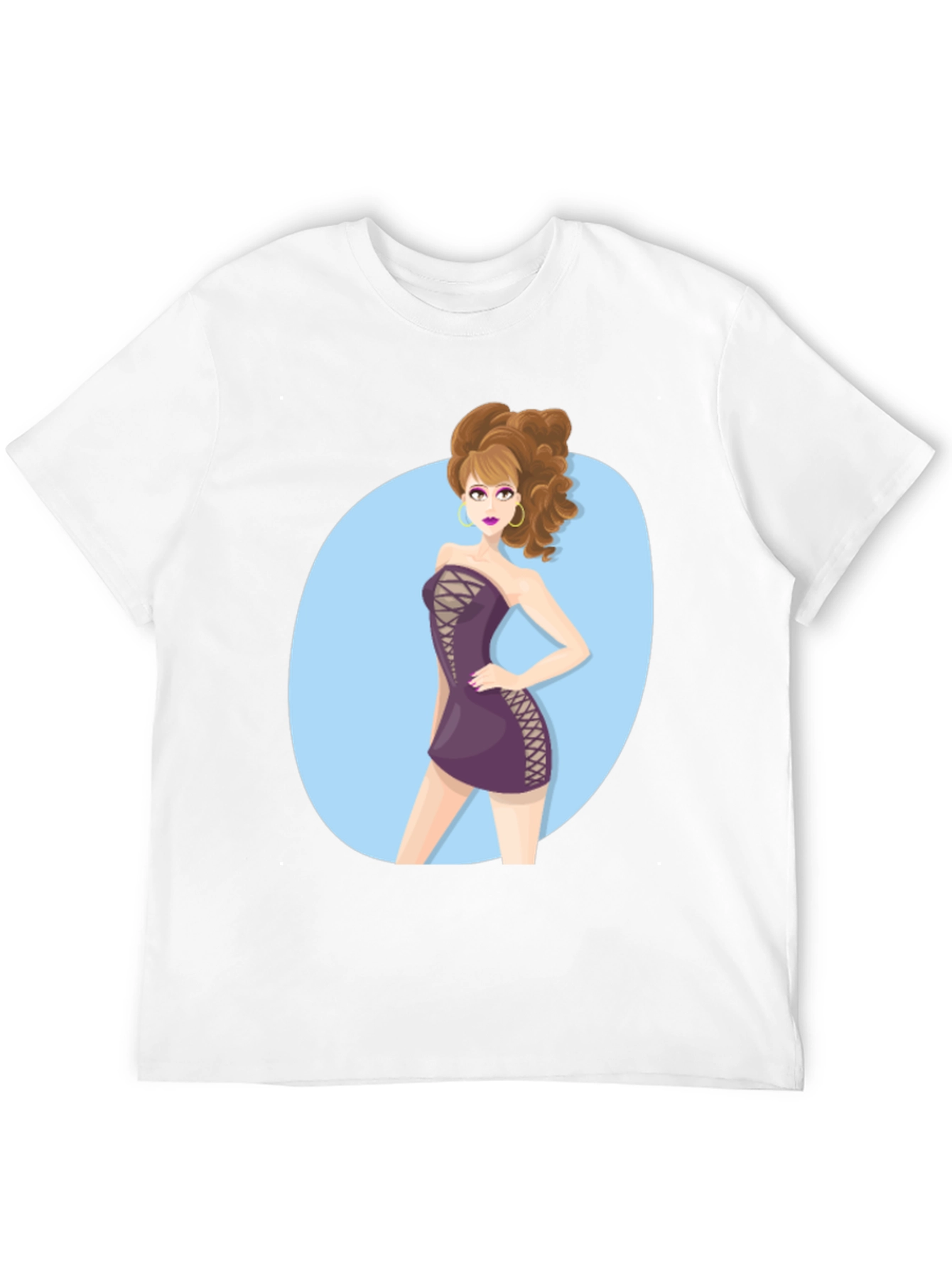 Cartoon Woman Graphic Black Tee Shirt