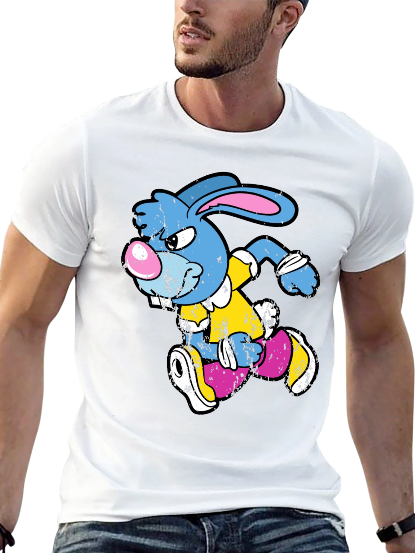 Running Rabbit Graphic T-Shirt - Black Cotton Tee