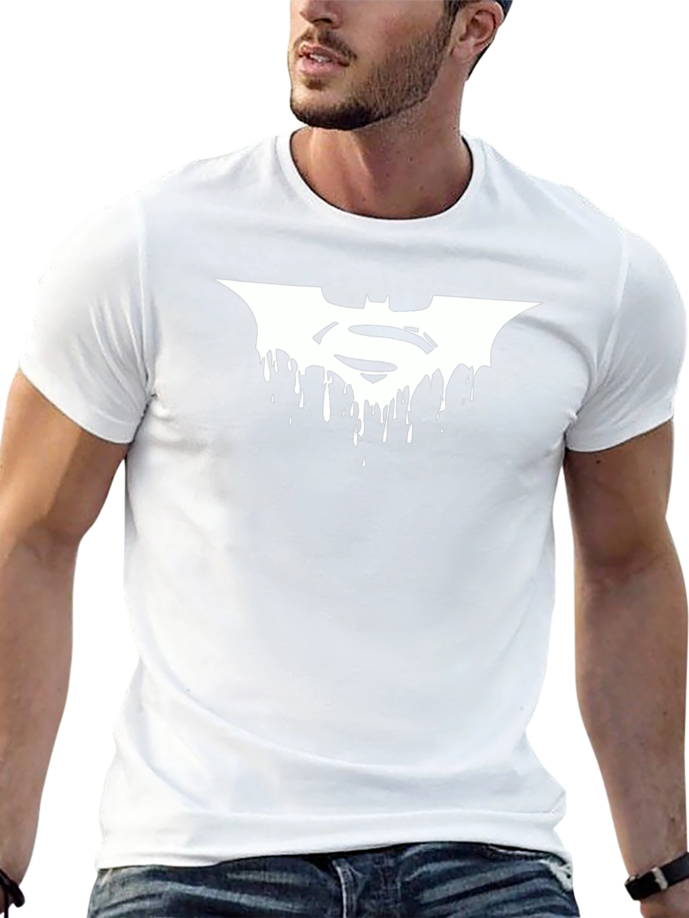Batman Superman Dripping Logo Black T-Shirt