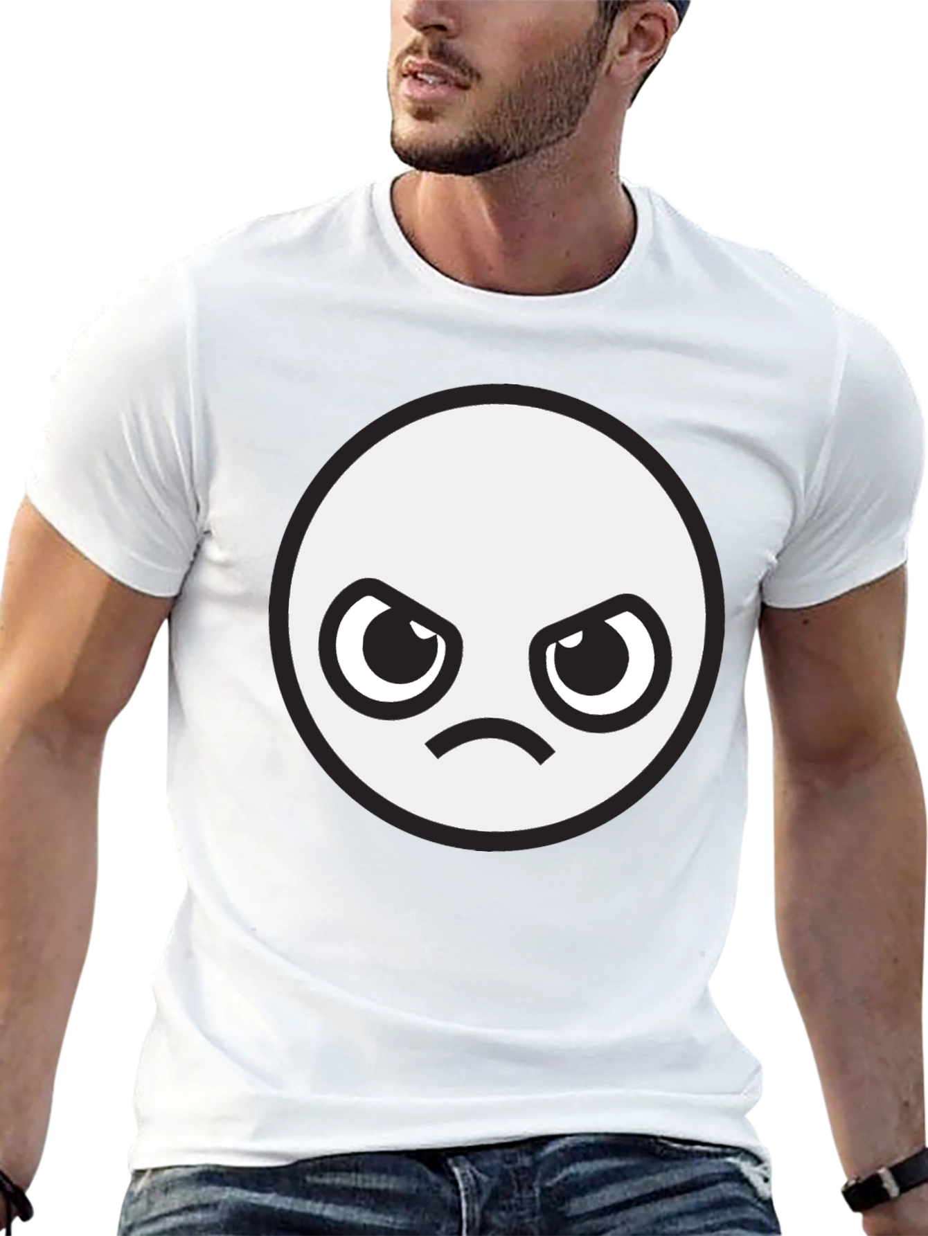 Angry Face Graphic Black T-Shirt