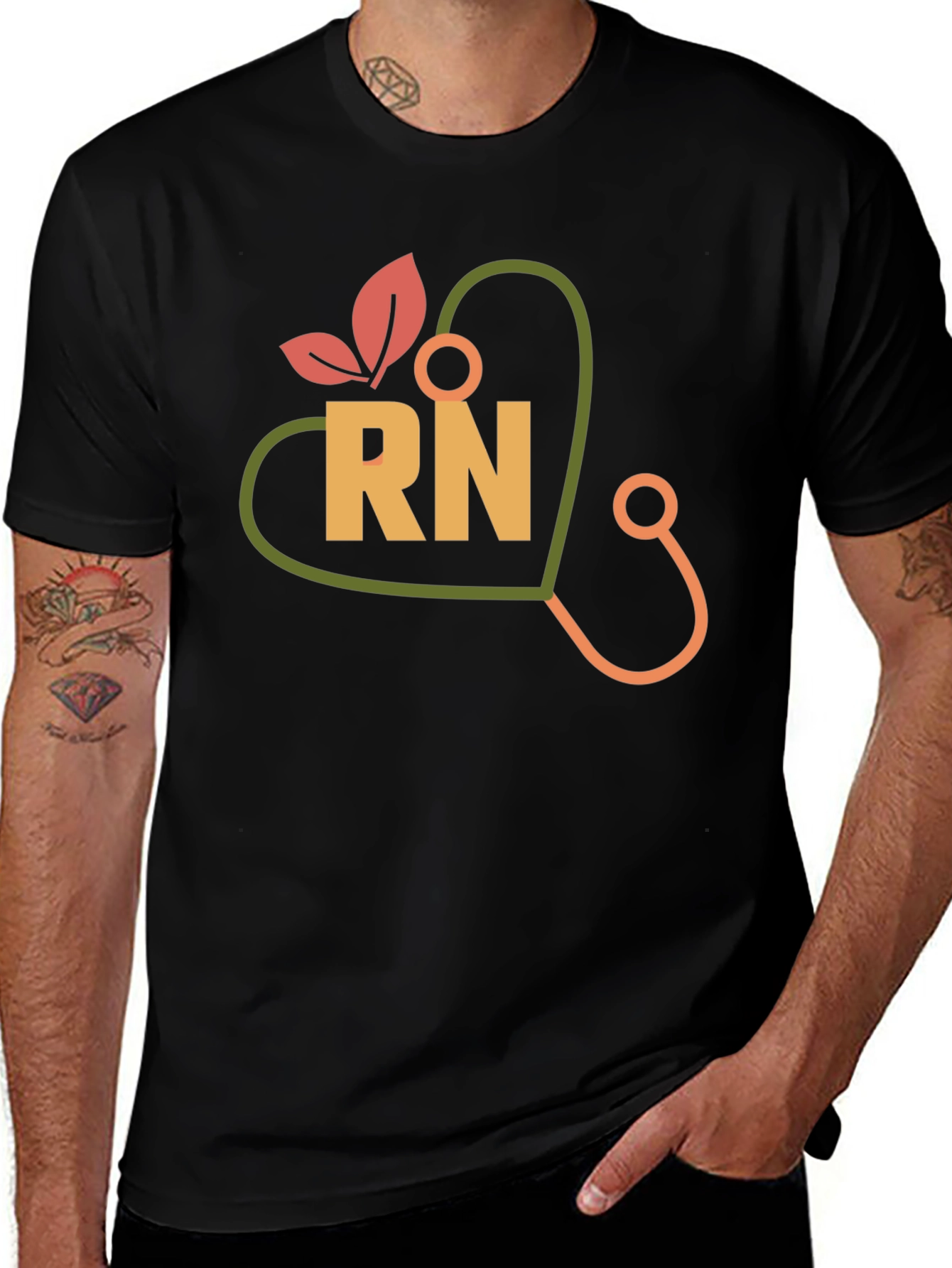RN Heart Stethoscope Graphic T-Shirt