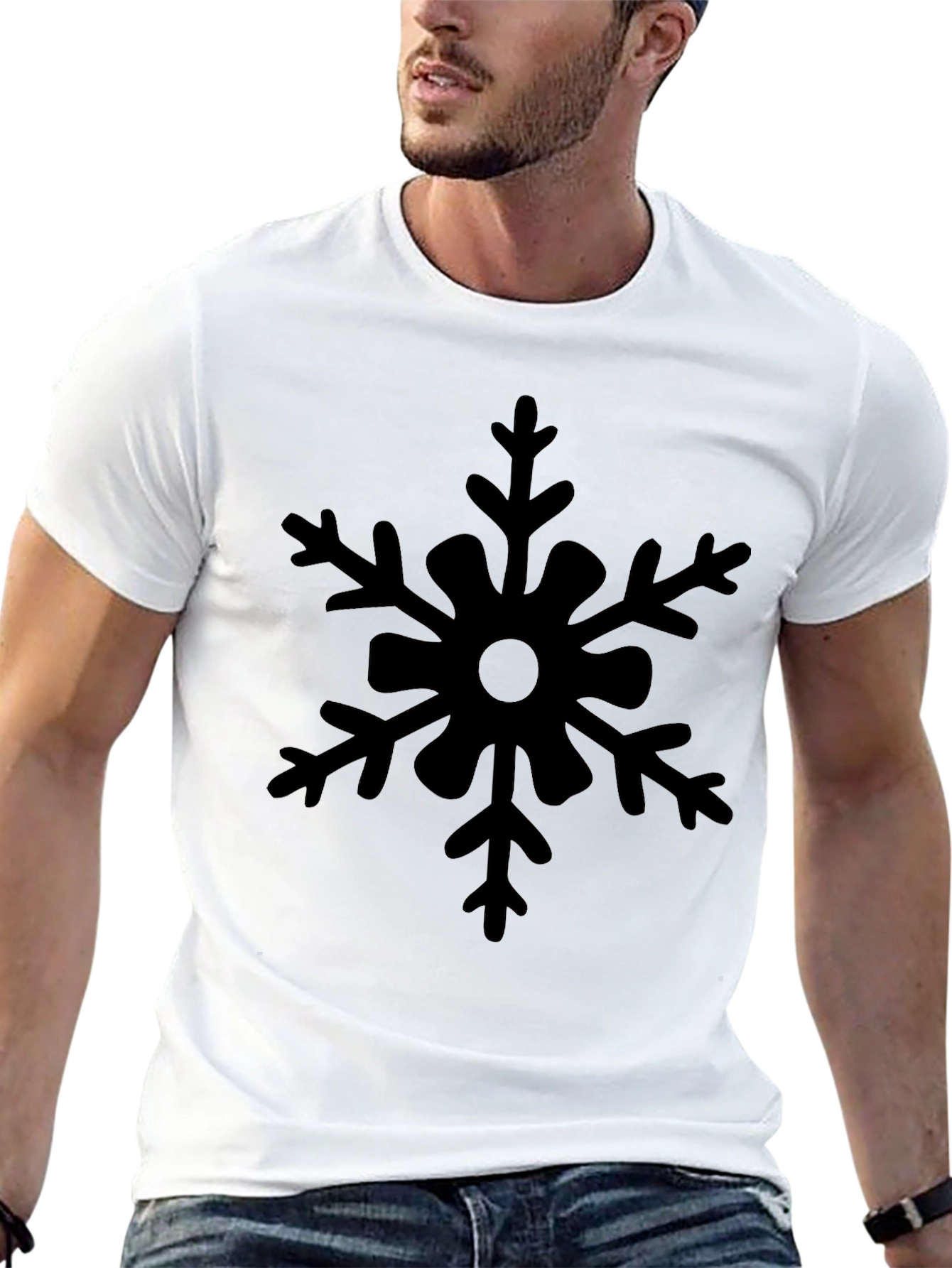 Black Snowflake Graphic Tee - Winter Style