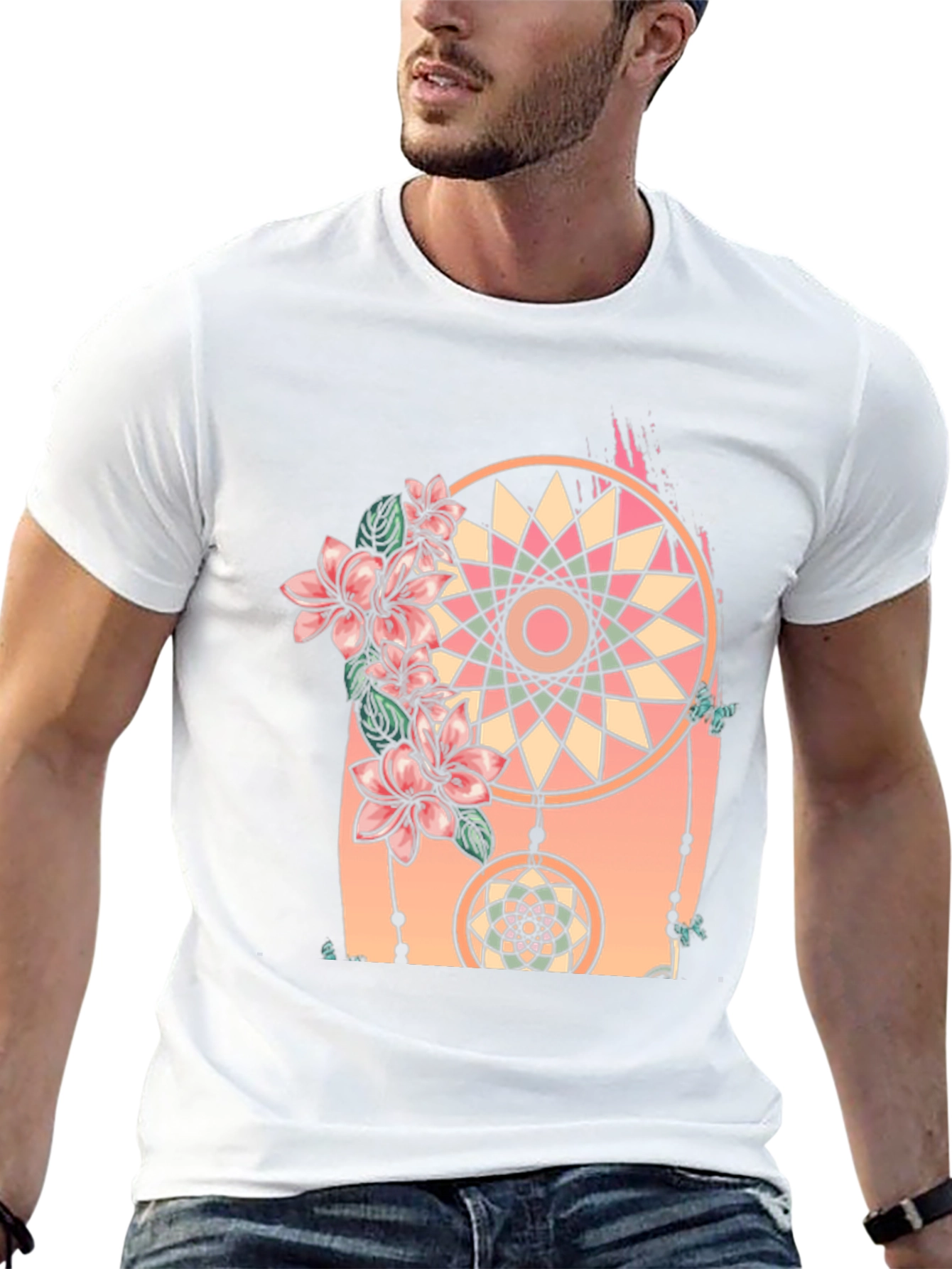 Dreamcatcher Floral Print Black T-Shirt