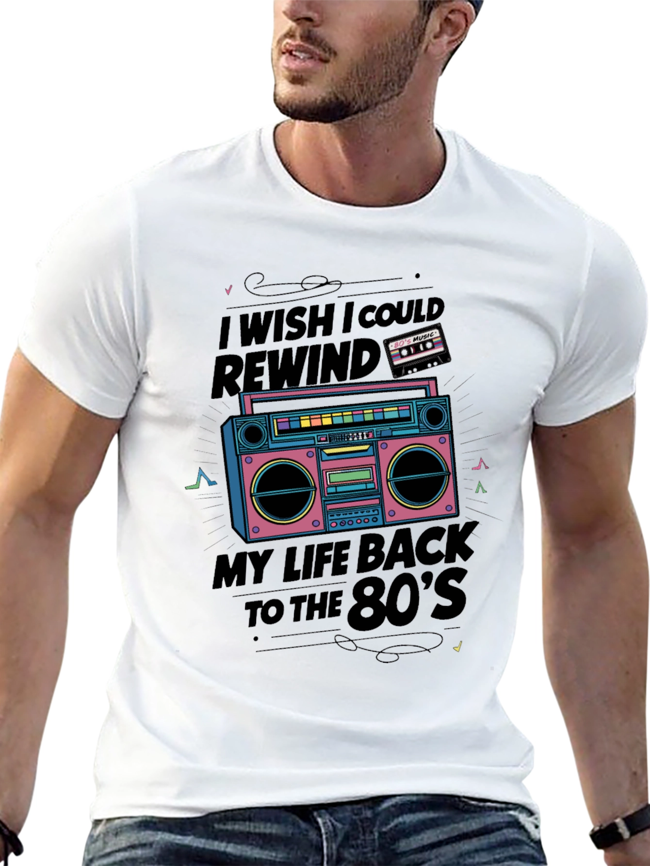 Retro 80s Music Boombox Graphic Tee