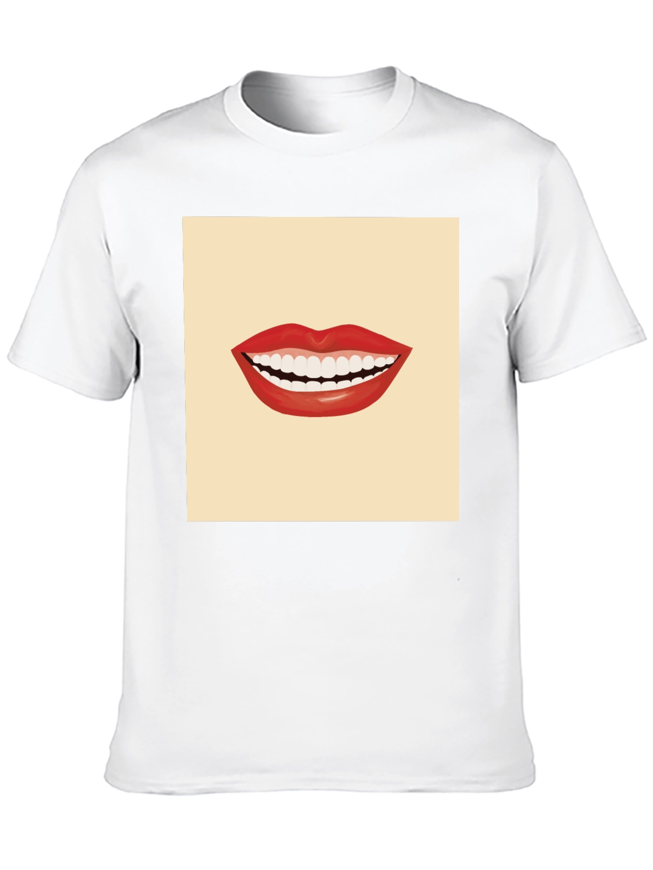 Smiling Mouth Graphic Tee - Black Cotton T-Shirt