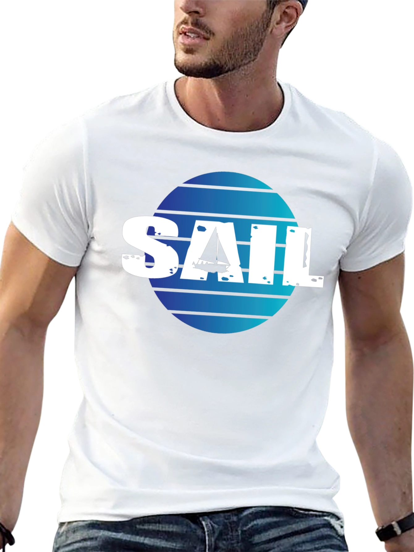 Sailboat Graphic Tee - Black Cotton T-Shirt