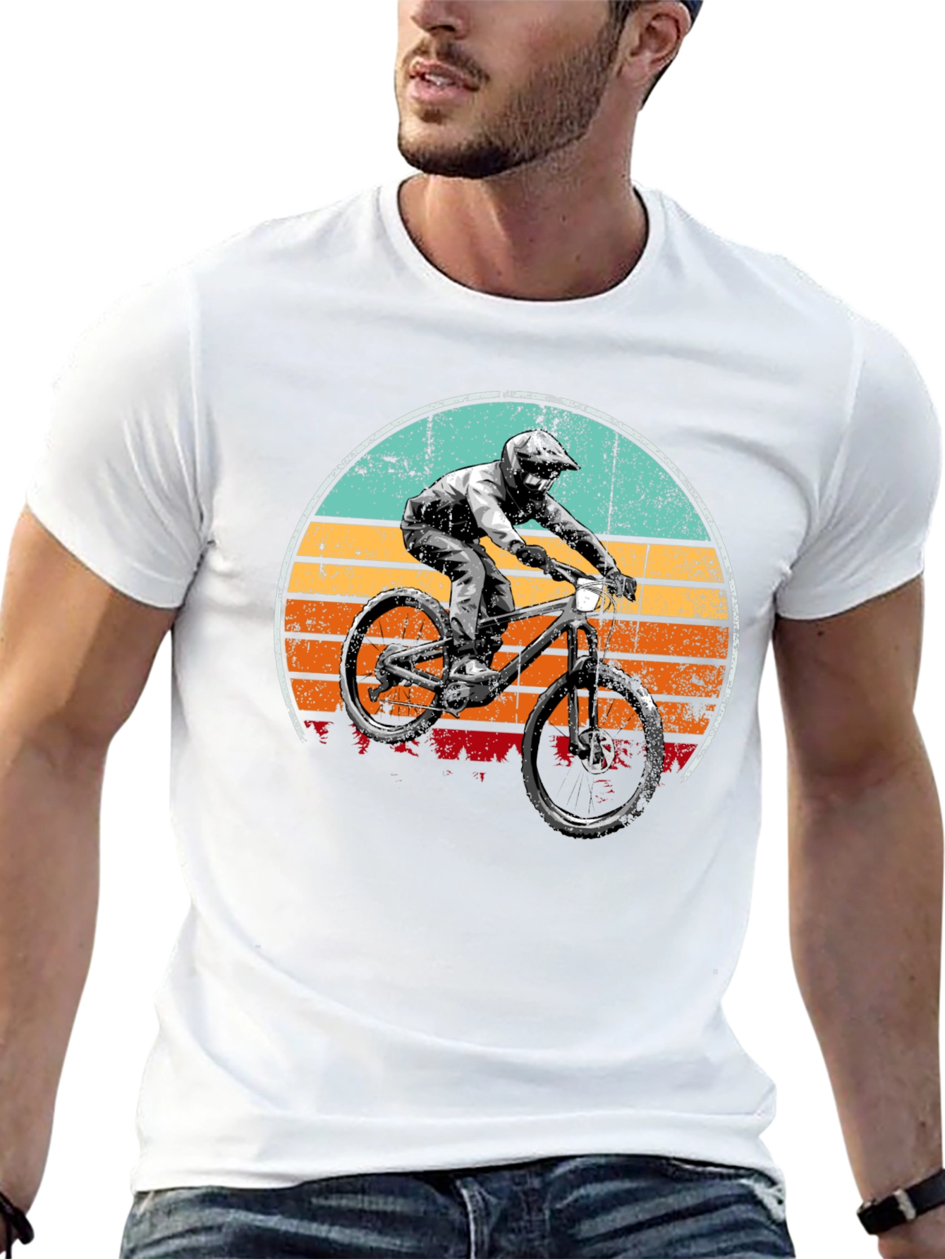 Mountain Bike Sunset Graphic T-Shirt