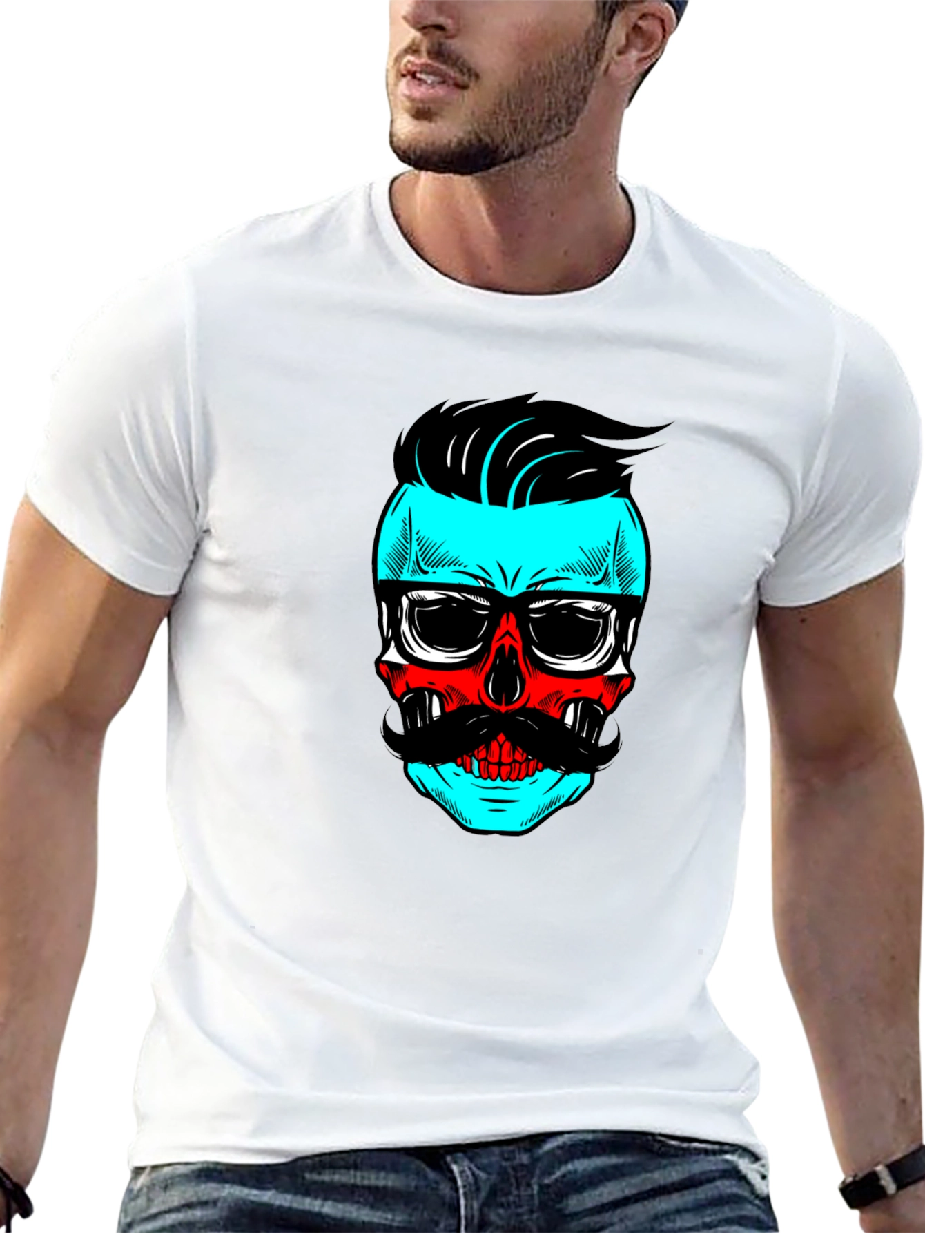 Hipster Skull Graphic Tee - Cool Black T-Shirt