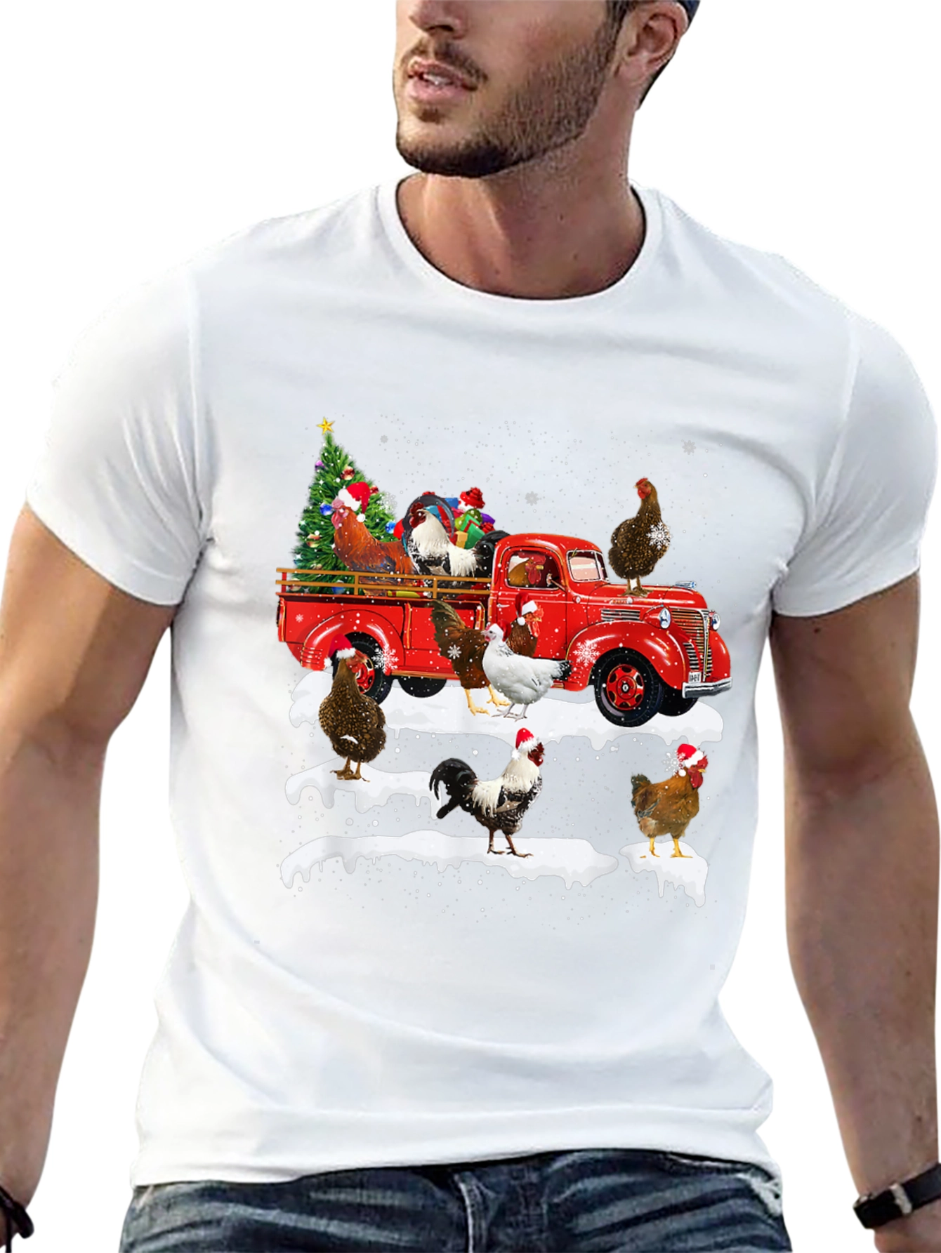 Christmas Chicken Truck Graphic Tee