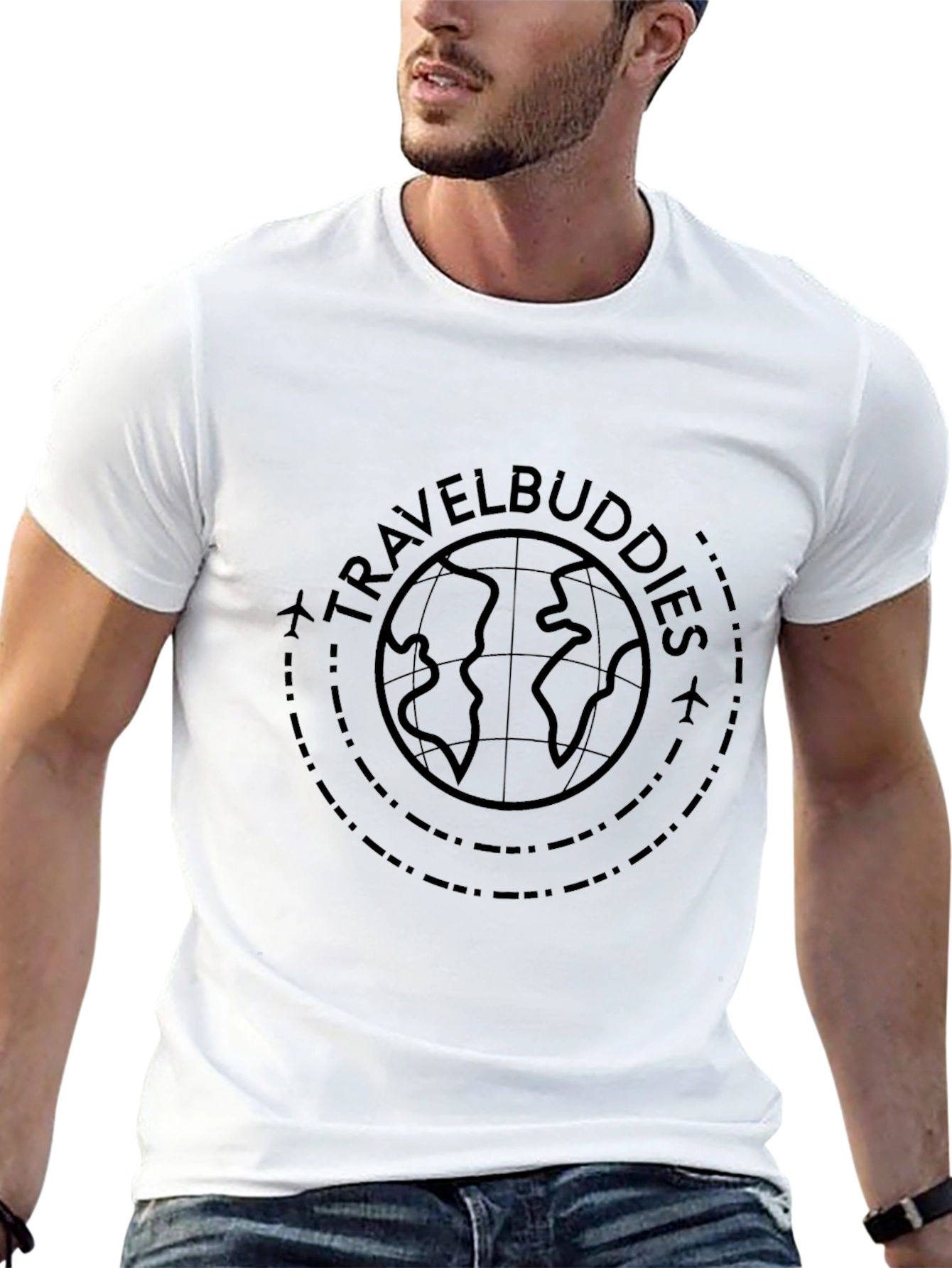 Travel Buddies Globe Graphic Tee - Black