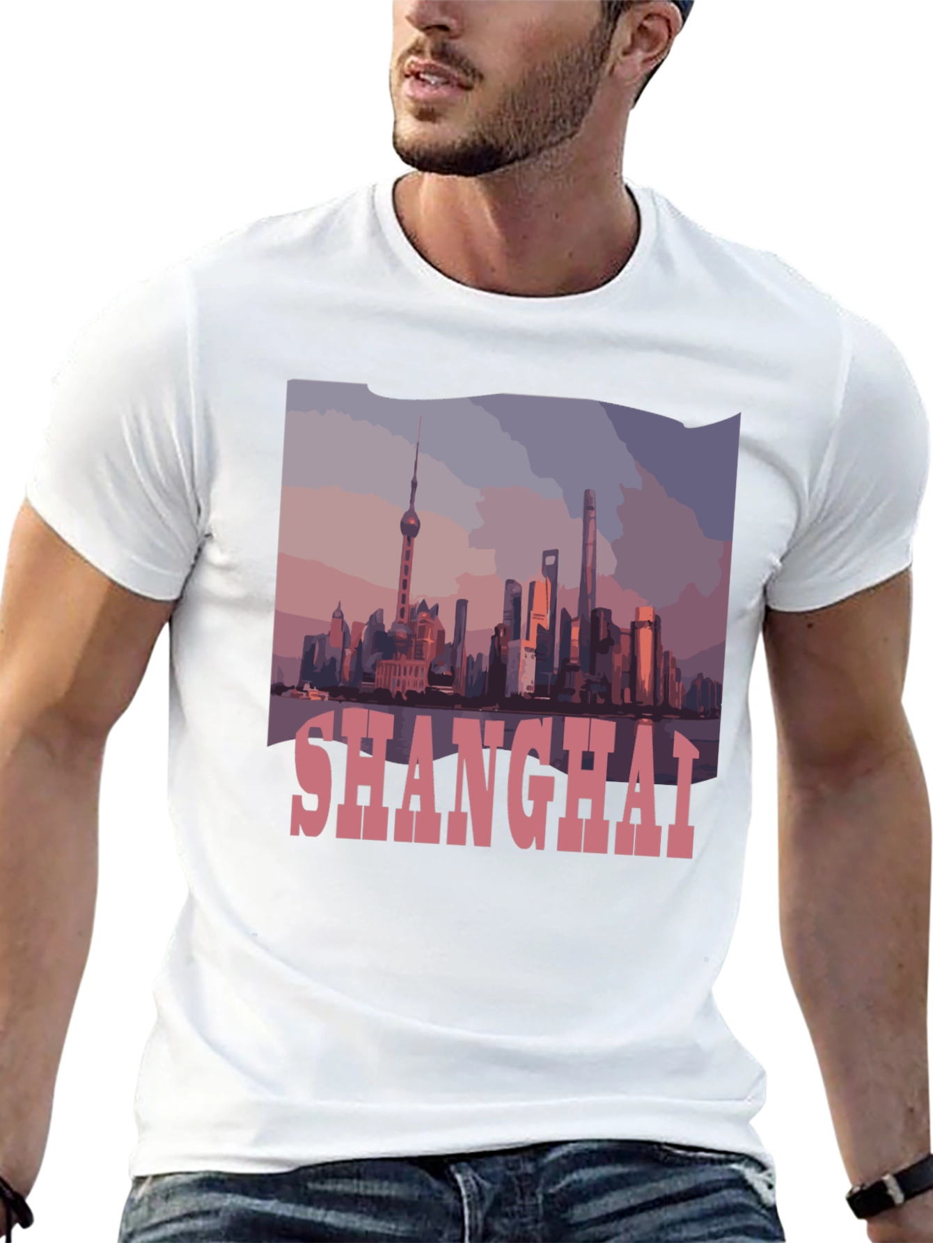Shanghai Skyline Graphic T-Shirt - Urban Style Tee