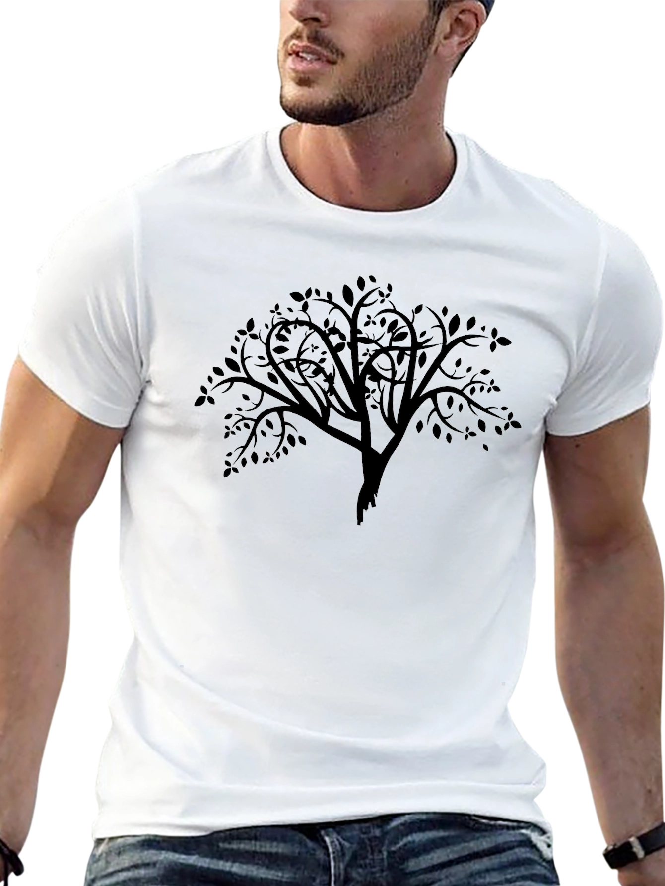 Black Tree Silhouette Graphic Tee - Modern Style
