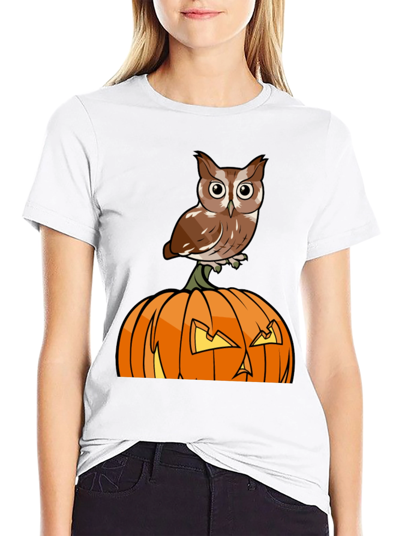 Owl on Pumpkin Halloween T-Shirt