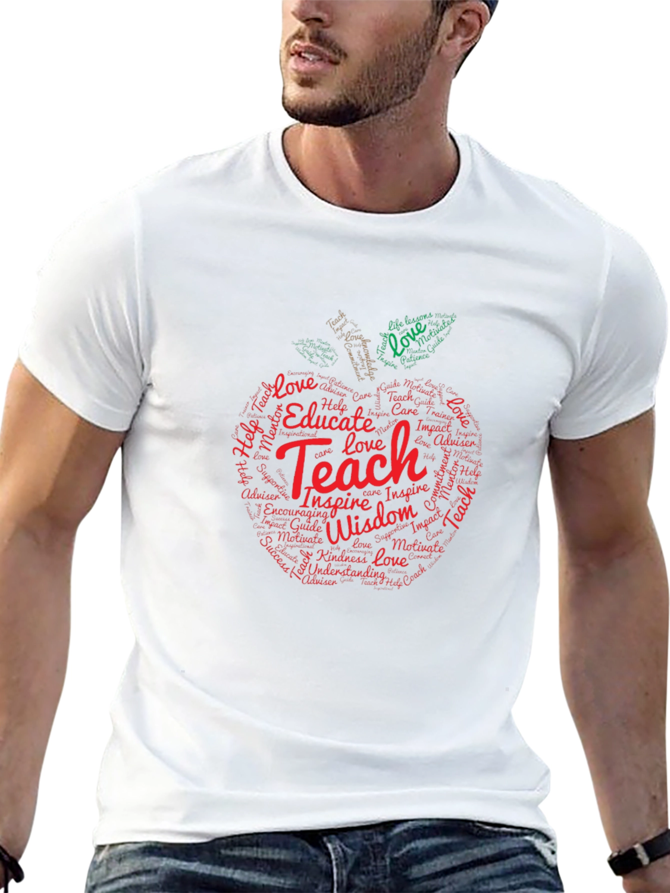 Teacher Apple Word Art T-Shirt