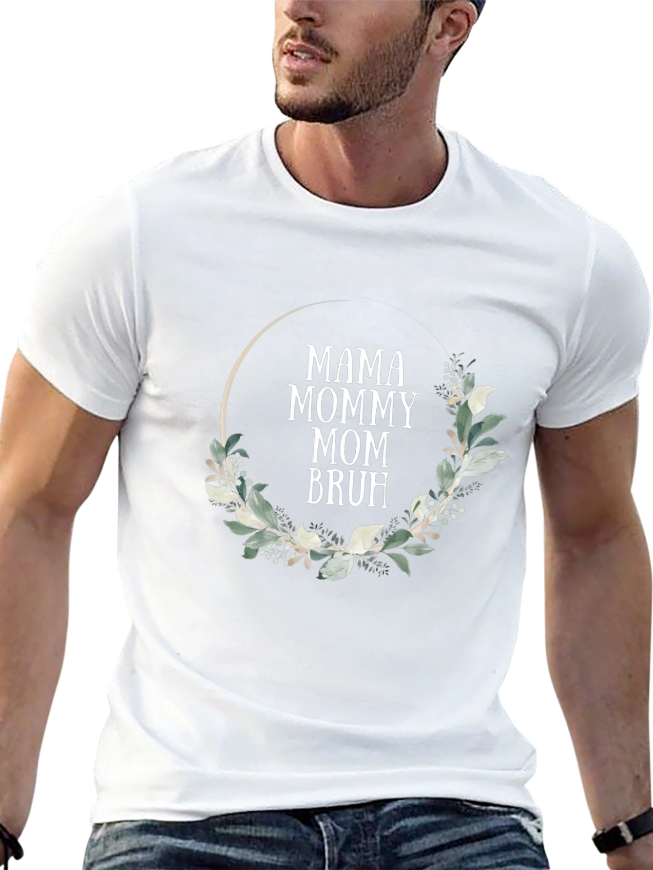 Mama Mommy Mom Bruh Floral Wreath T-Shirt