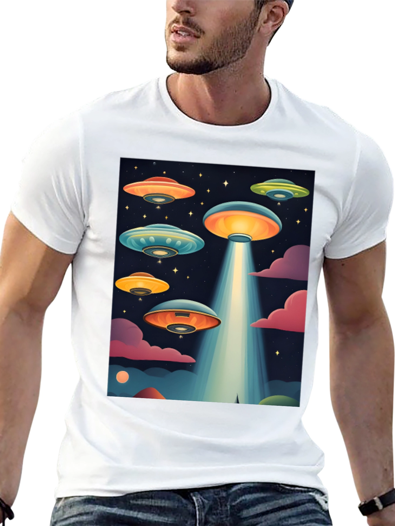 Retro UFO Graphic T-Shirt - Sci-Fi Alien Tee