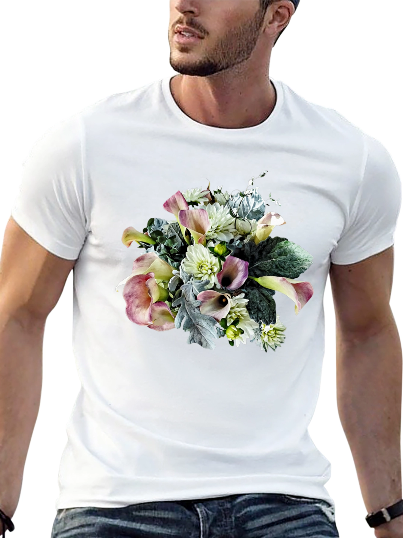 Floral Bouquet Graphic Black T-Shirt