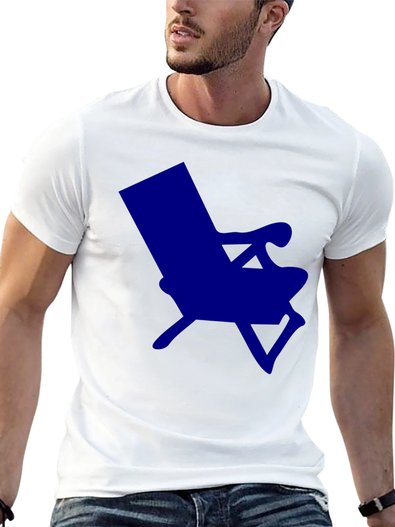 Modern Blue Chair Graphic T-Shirt - Casual Style