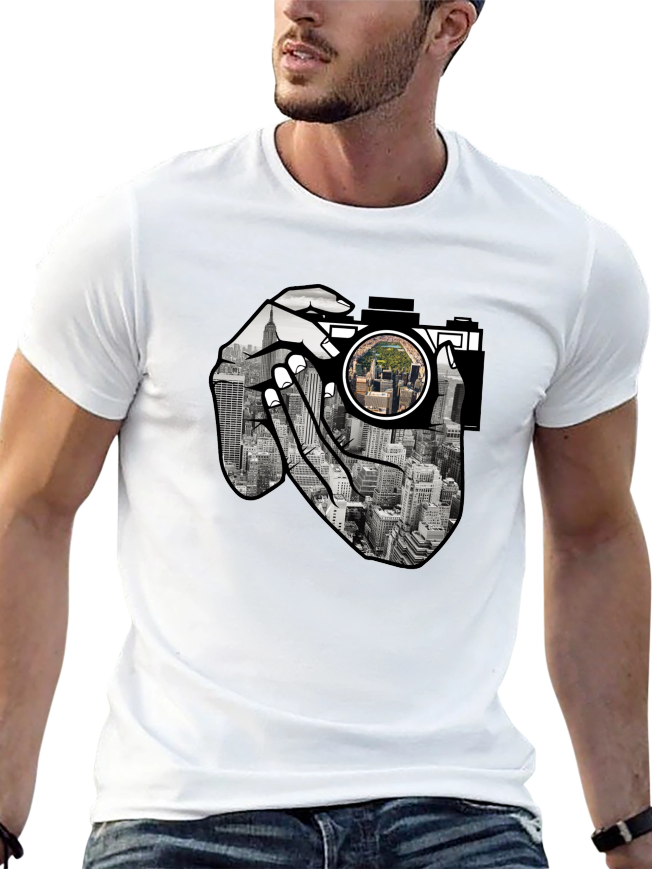 NYC Camera T-Shirt - Photographers View Black Tee