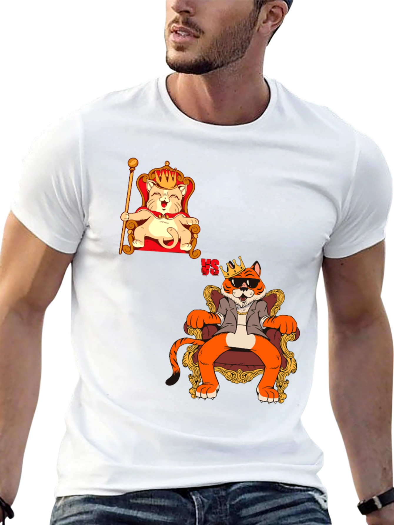 King Cat VS King Tiger Black T-Shirt
