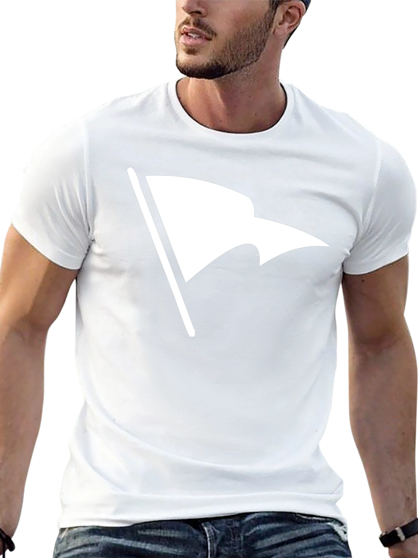 White Flag Graphic Black T-Shirt