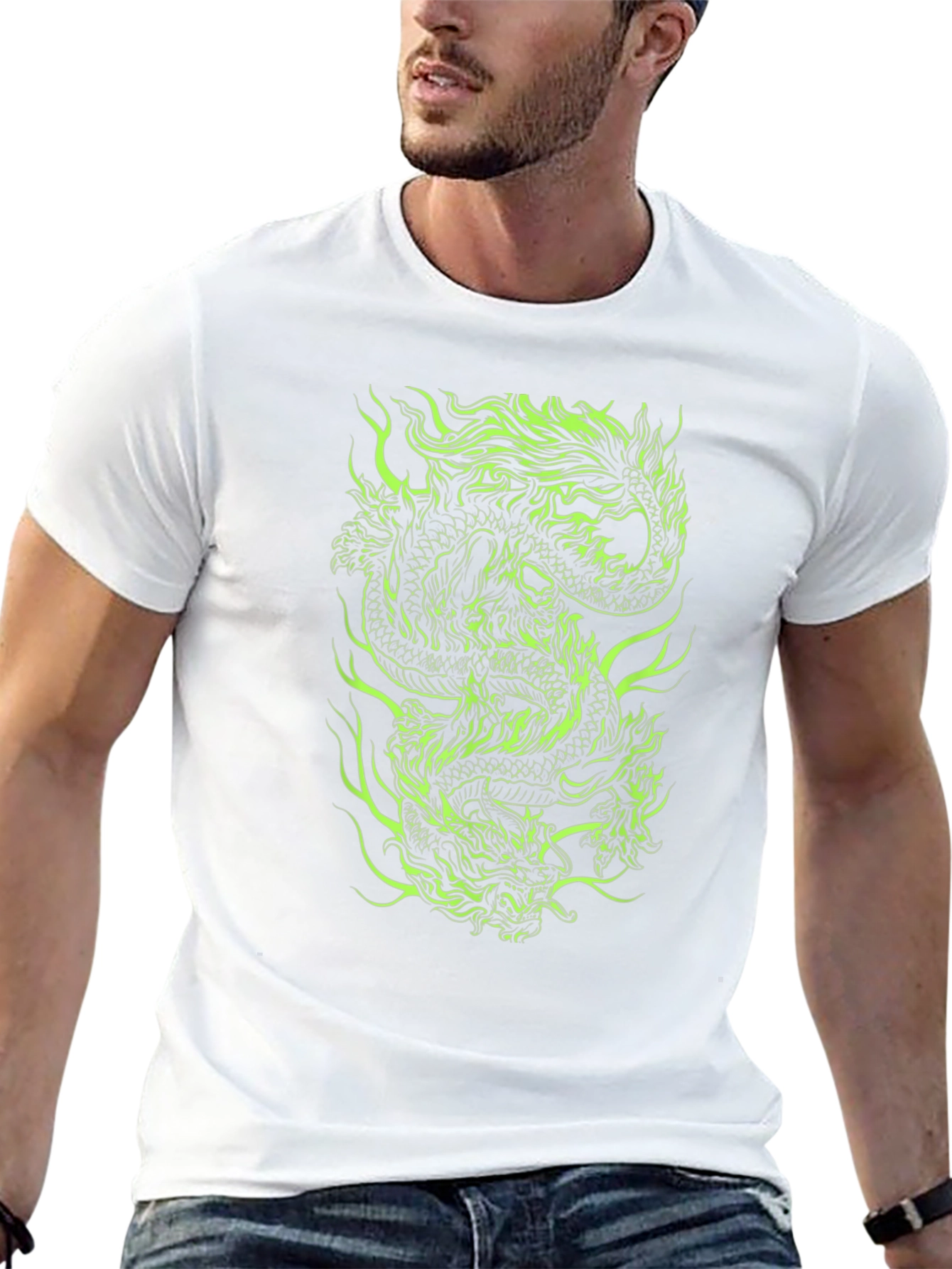 Dragon Graphic Print Tee - Black