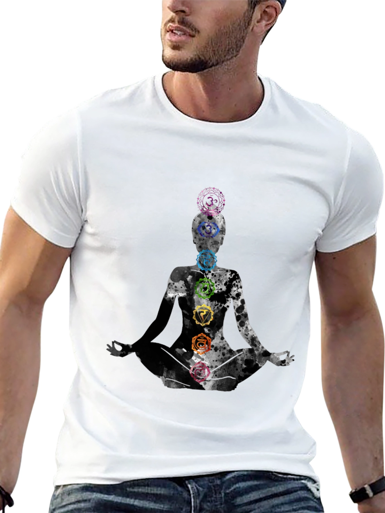 Chakra Meditation Graphic Tee - Black