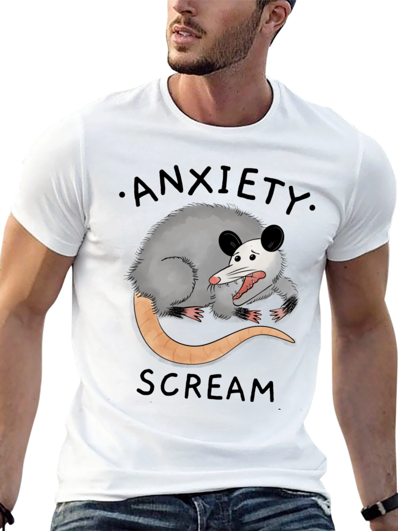 Anxiety Scream Opossum Graphic Tee