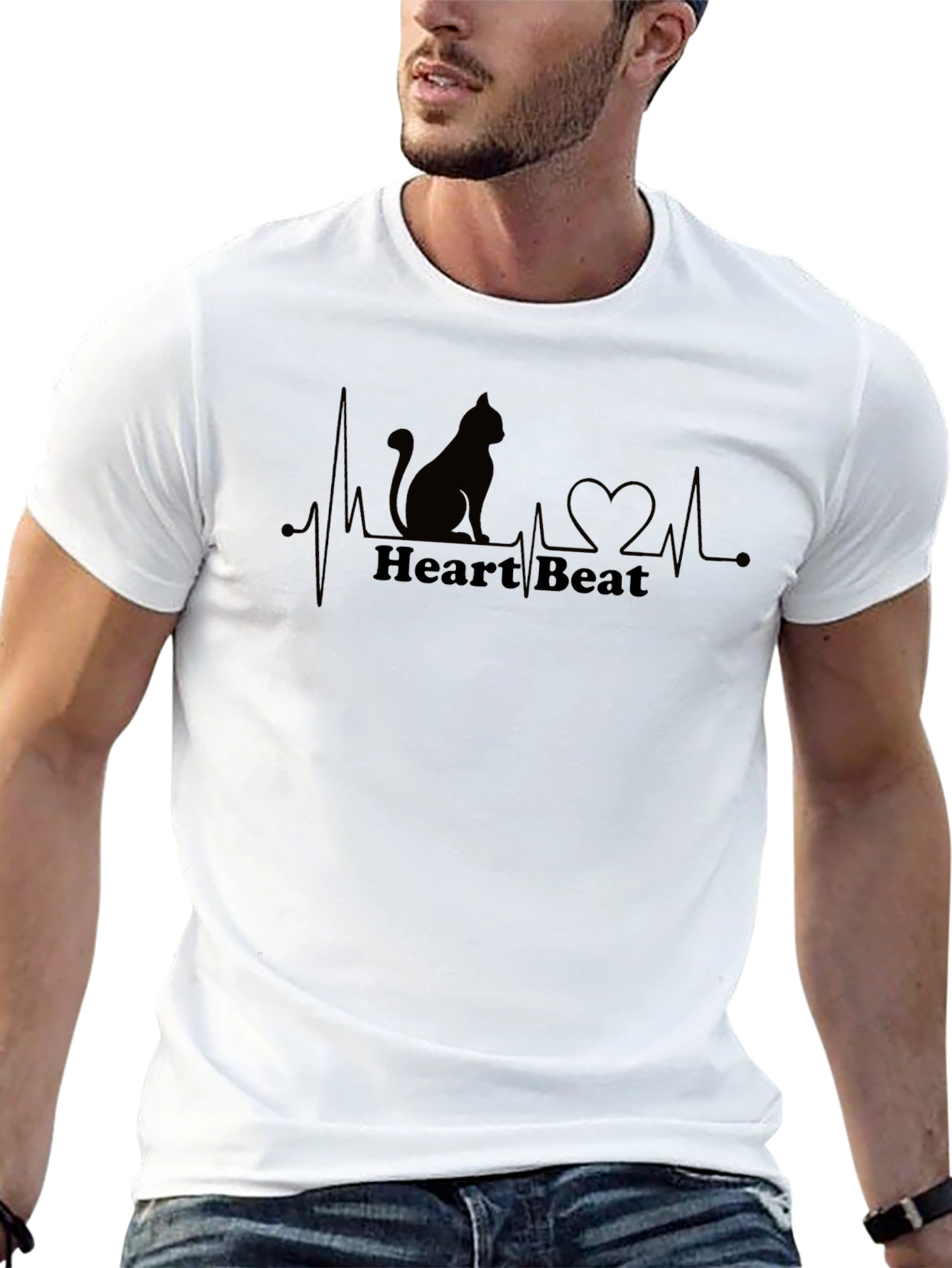 Cat Heartbeat Graphic Tee