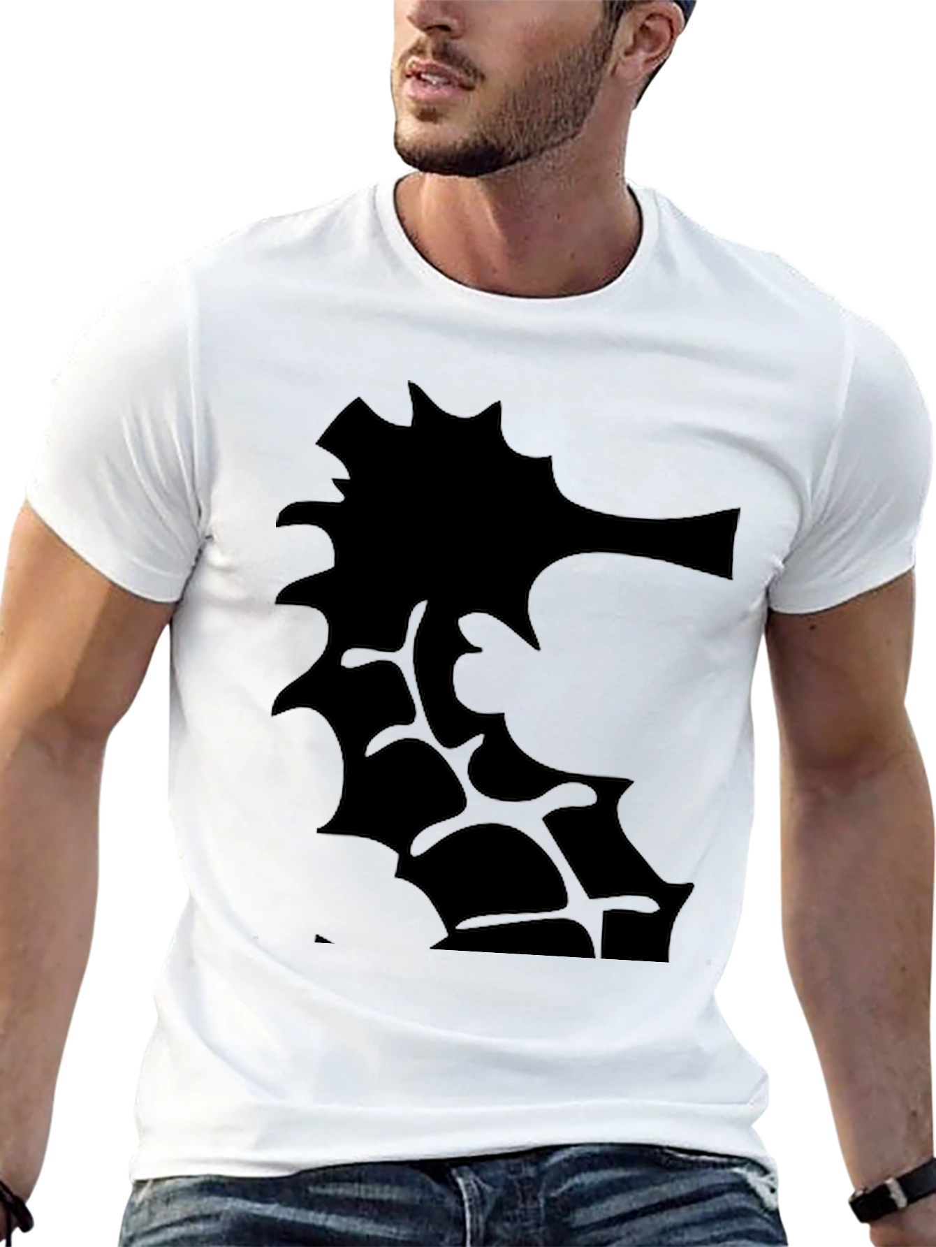 Mens Black T-Shirt with Abstract Graphic Print