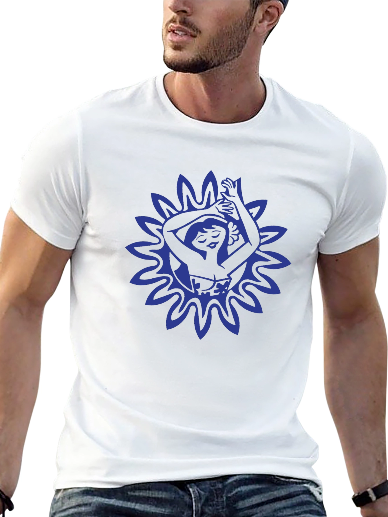 Black T-Shirt with Blue Floral Dancer Graphic