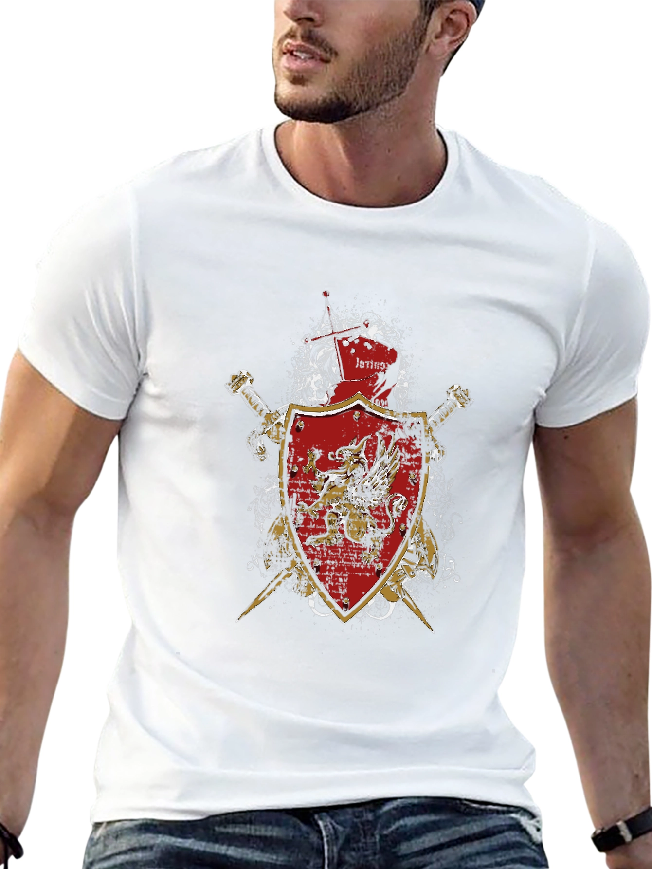 Medieval Shield & Swords Graphic Tee - Black
