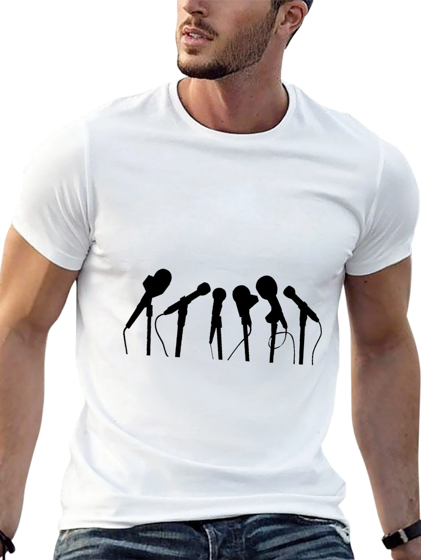 Black Microphone Silhouette Graphic Tee