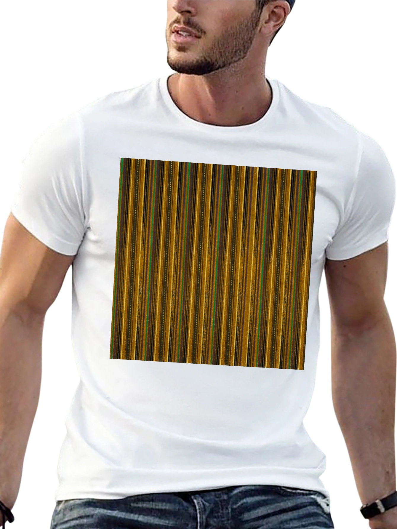 Retro Stripe Pattern T-Shirt - Unique Design