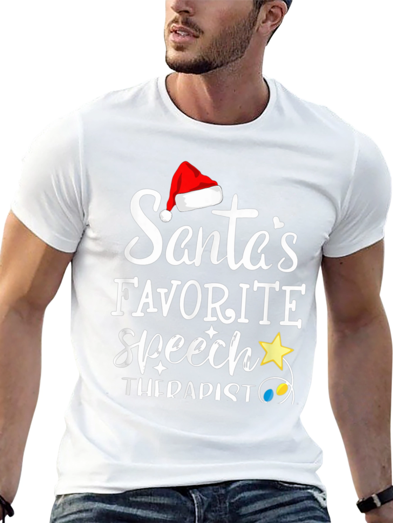 Santas Favorite Speech Therapist T-Shirt Christmas Holiday
