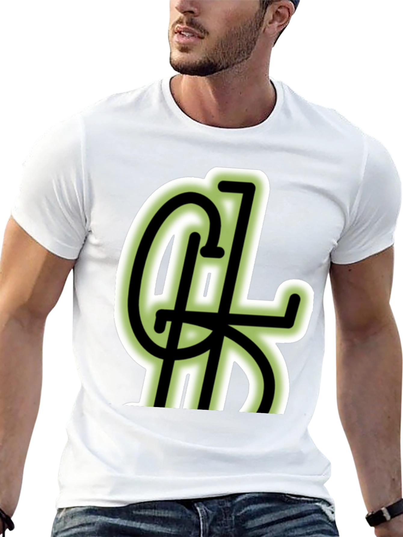 Black T-Shirt with Green Lettering Design