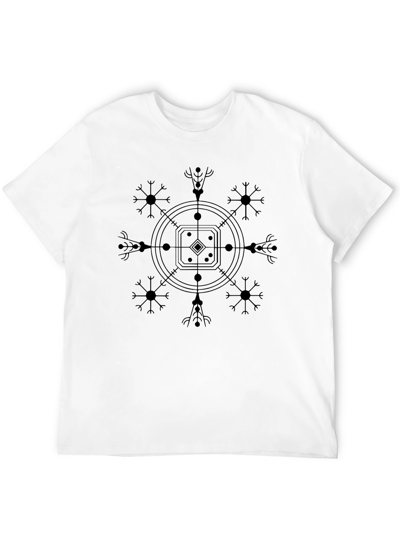 Geometric Graphic Print Black T-Shirt - Mens Casual Tee